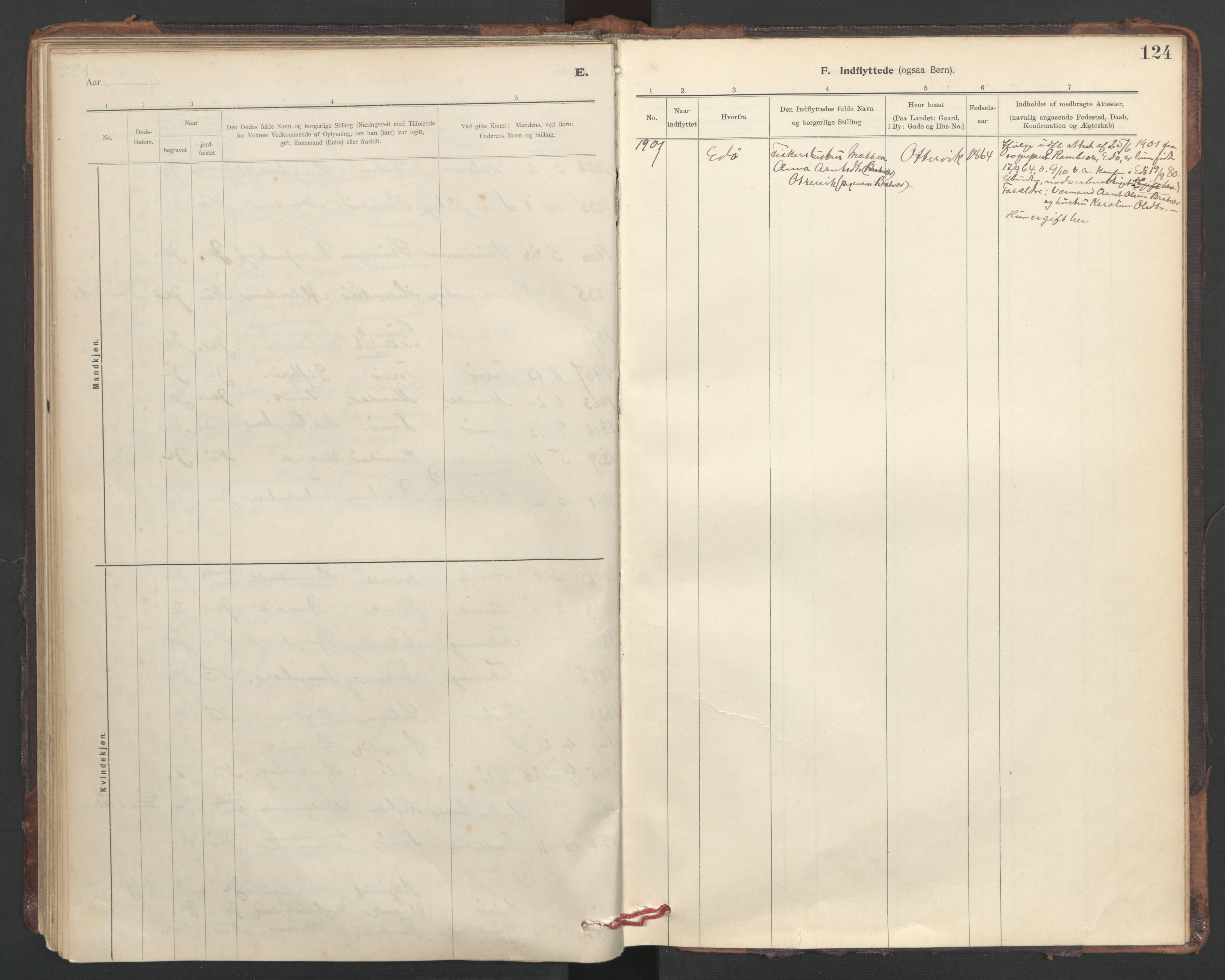 Ministerialprotokoller, klokkerbøker og fødselsregistre - Sør-Trøndelag, SAT/A-1456/635/L0552: Ministerialbok nr. 635A02, 1899-1919, s. 124