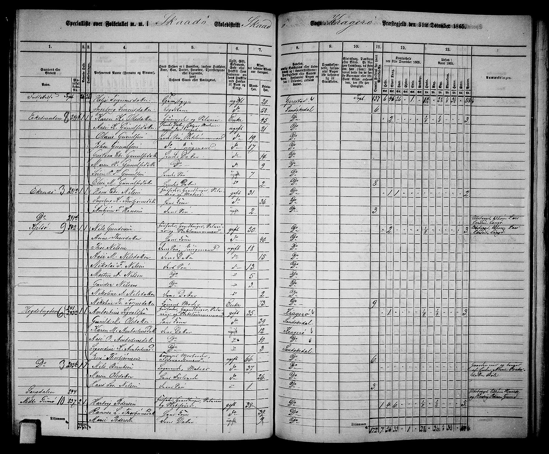 RA, Folketelling 1865 for 0816L Kragerø prestegjeld, Sannidal sokn og Skåtøy sokn, 1865, s. 182