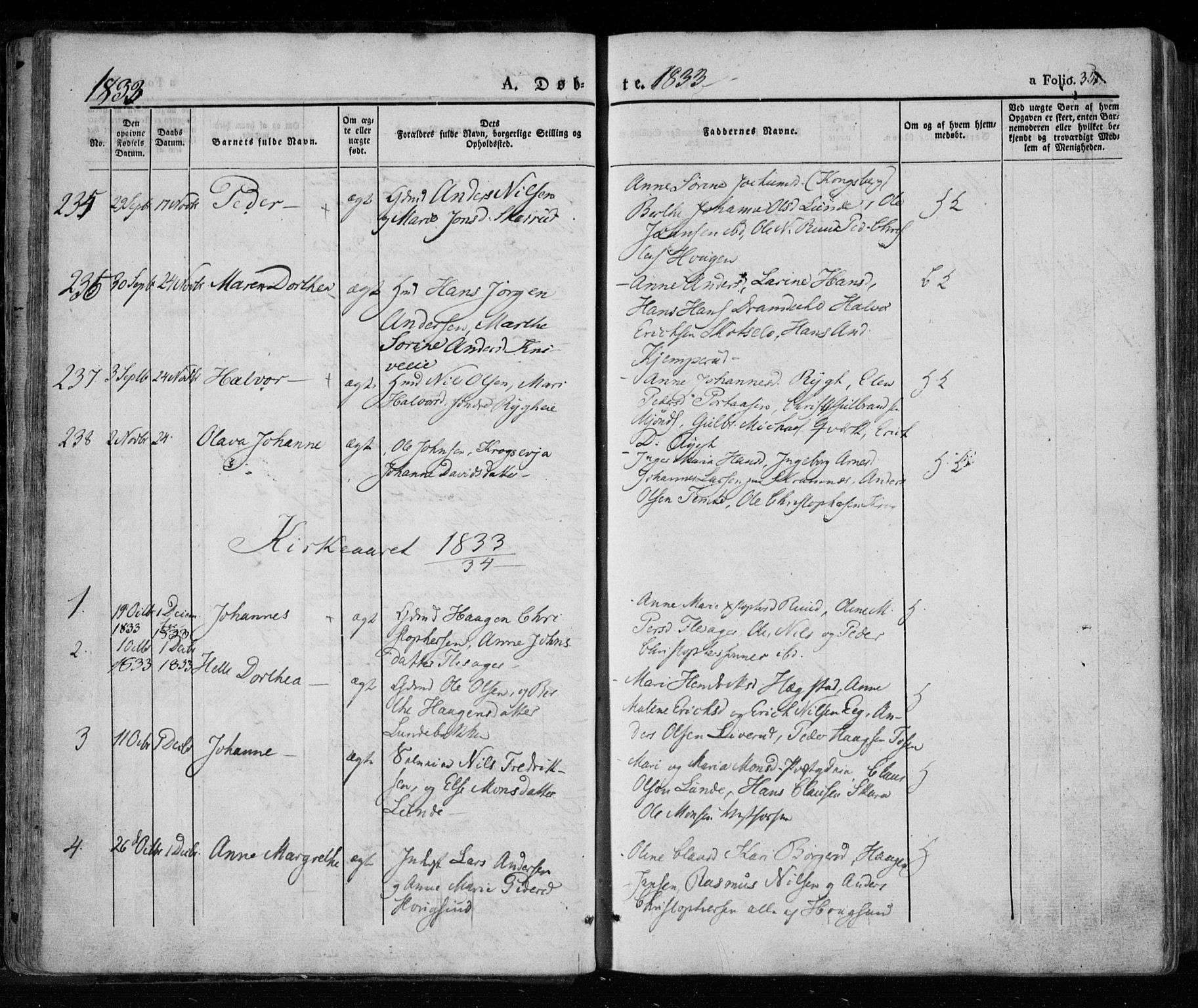 Eiker kirkebøker, AV/SAKO-A-4/F/Fa/L0013a: Ministerialbok nr. I 13A, 1832-1845, s. 35