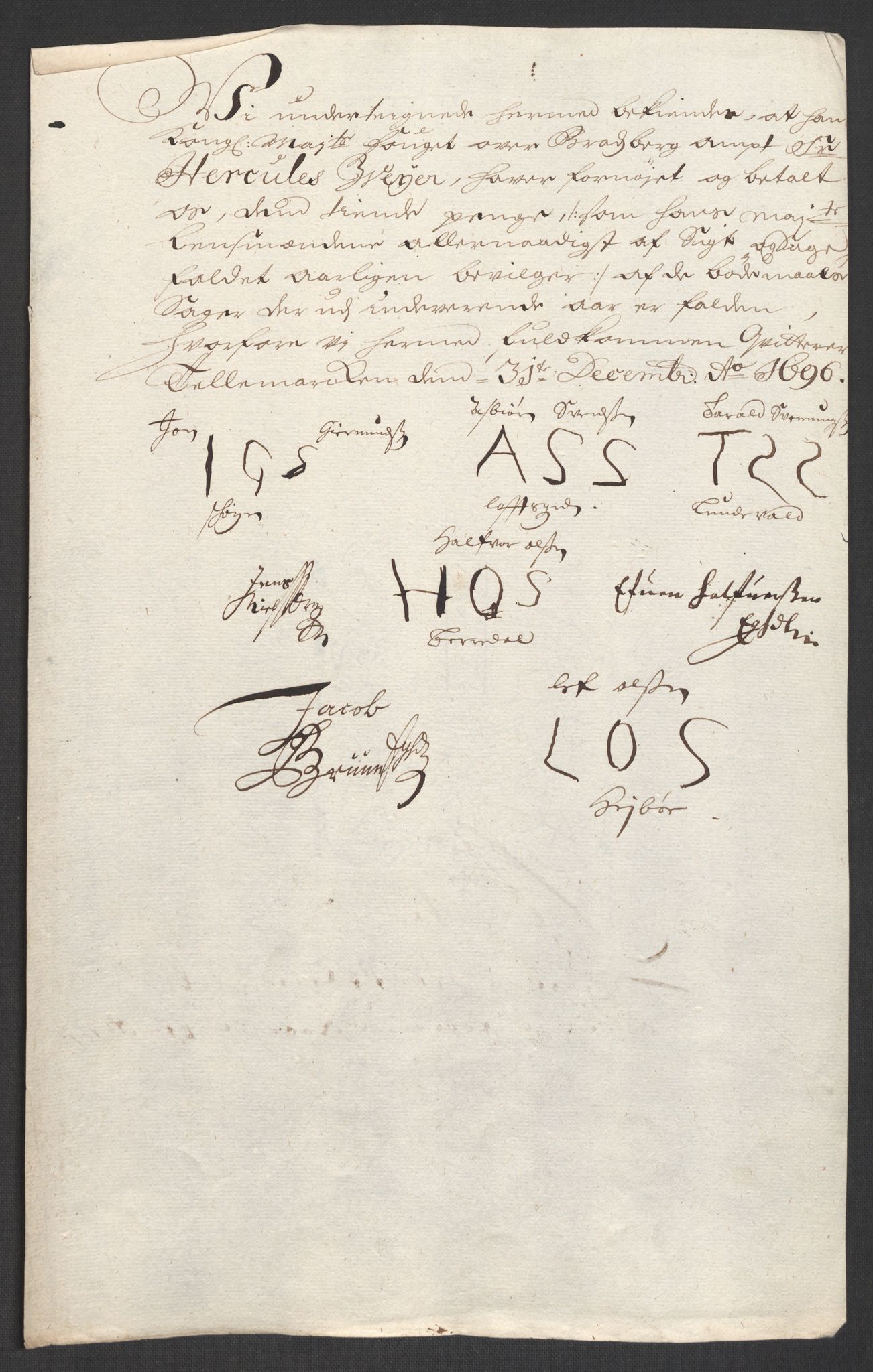 Rentekammeret inntil 1814, Reviderte regnskaper, Fogderegnskap, RA/EA-4092/R36/L2095: Fogderegnskap Øvre og Nedre Telemark og Bamble, 1696, s. 168