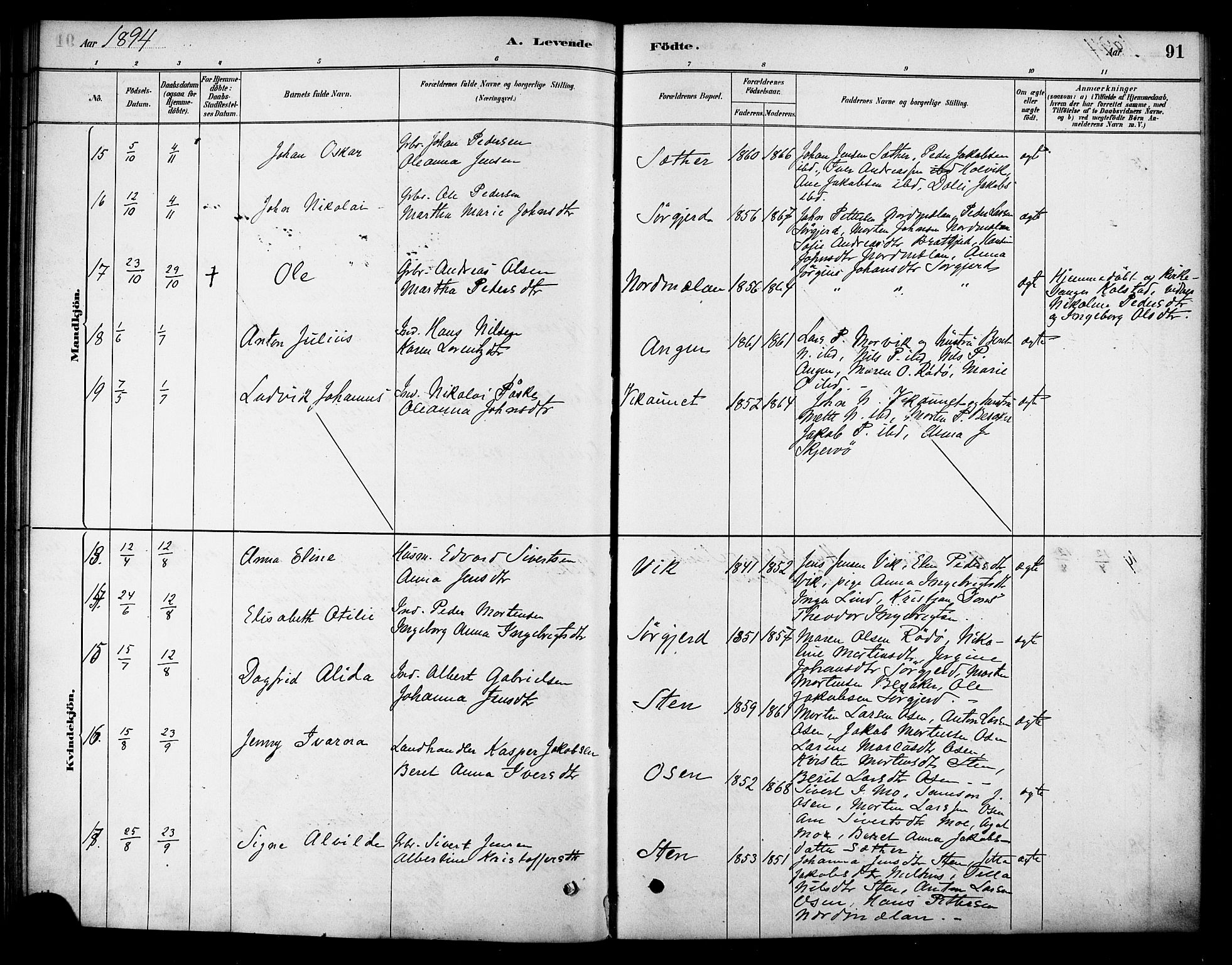 Ministerialprotokoller, klokkerbøker og fødselsregistre - Sør-Trøndelag, AV/SAT-A-1456/658/L0722: Ministerialbok nr. 658A01, 1879-1896, s. 91