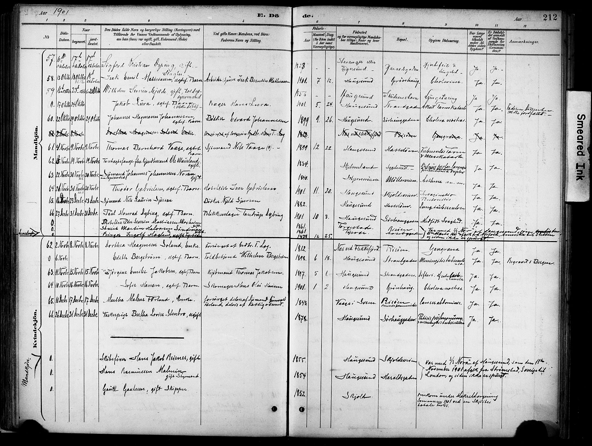 Haugesund sokneprestkontor, SAST/A -101863/H/Ha/Haa/L0005: Ministerialbok nr. A 5, 1891-1903, s. 212