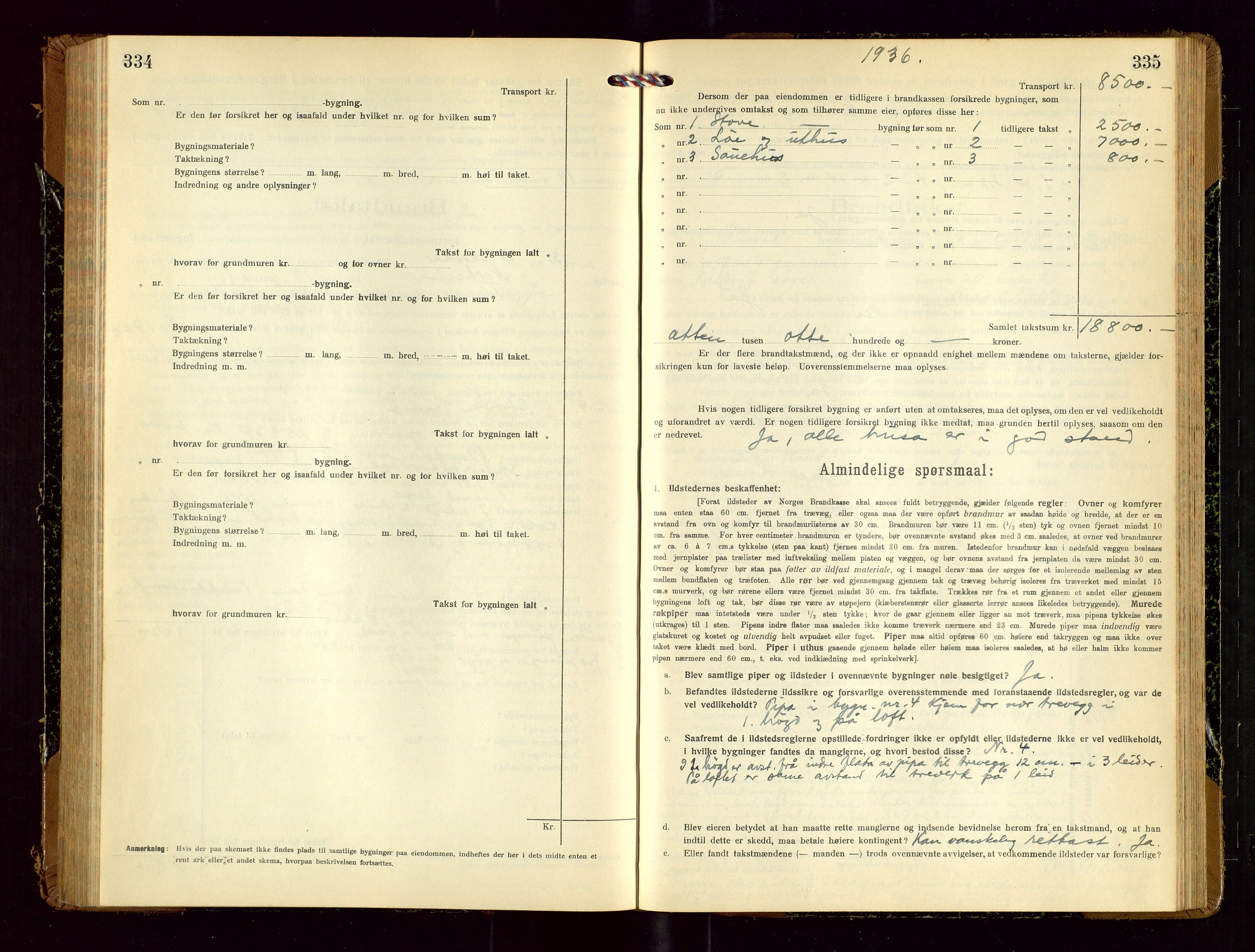 Time lensmannskontor, SAST/A-100420/Gob/L0002: Branntakstprotokoll, 1919-1952, s. 334-335