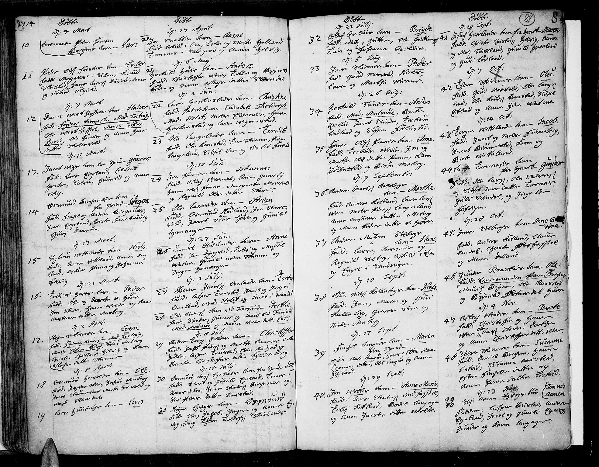 Lista sokneprestkontor, AV/SAK-1111-0027/F/Fa/L0001: Ministerialbok nr. A 1 /1, 1691-1715, s. 84