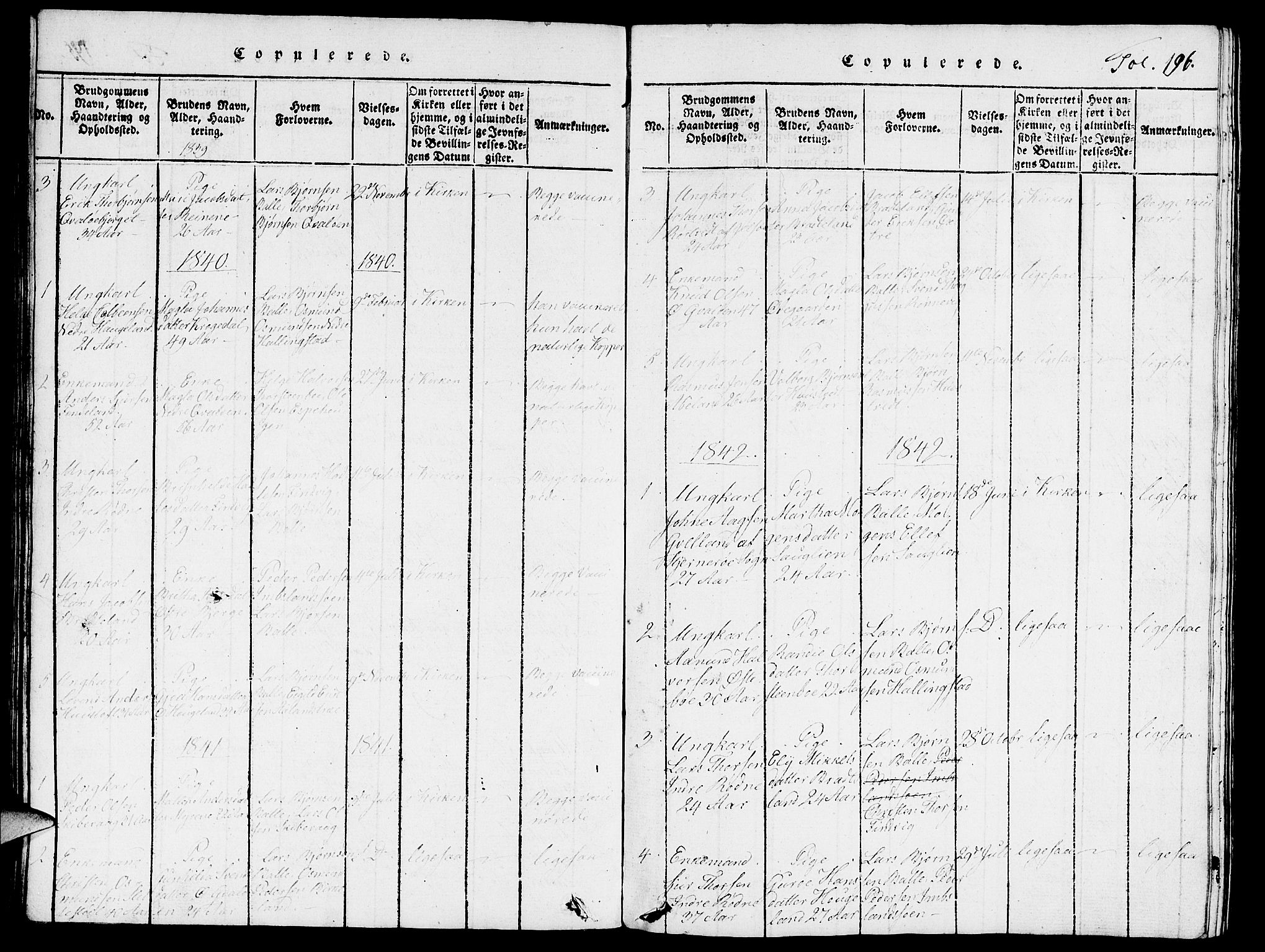 Vikedal sokneprestkontor, AV/SAST-A-101840/01/V: Klokkerbok nr. B 3, 1816-1867, s. 196