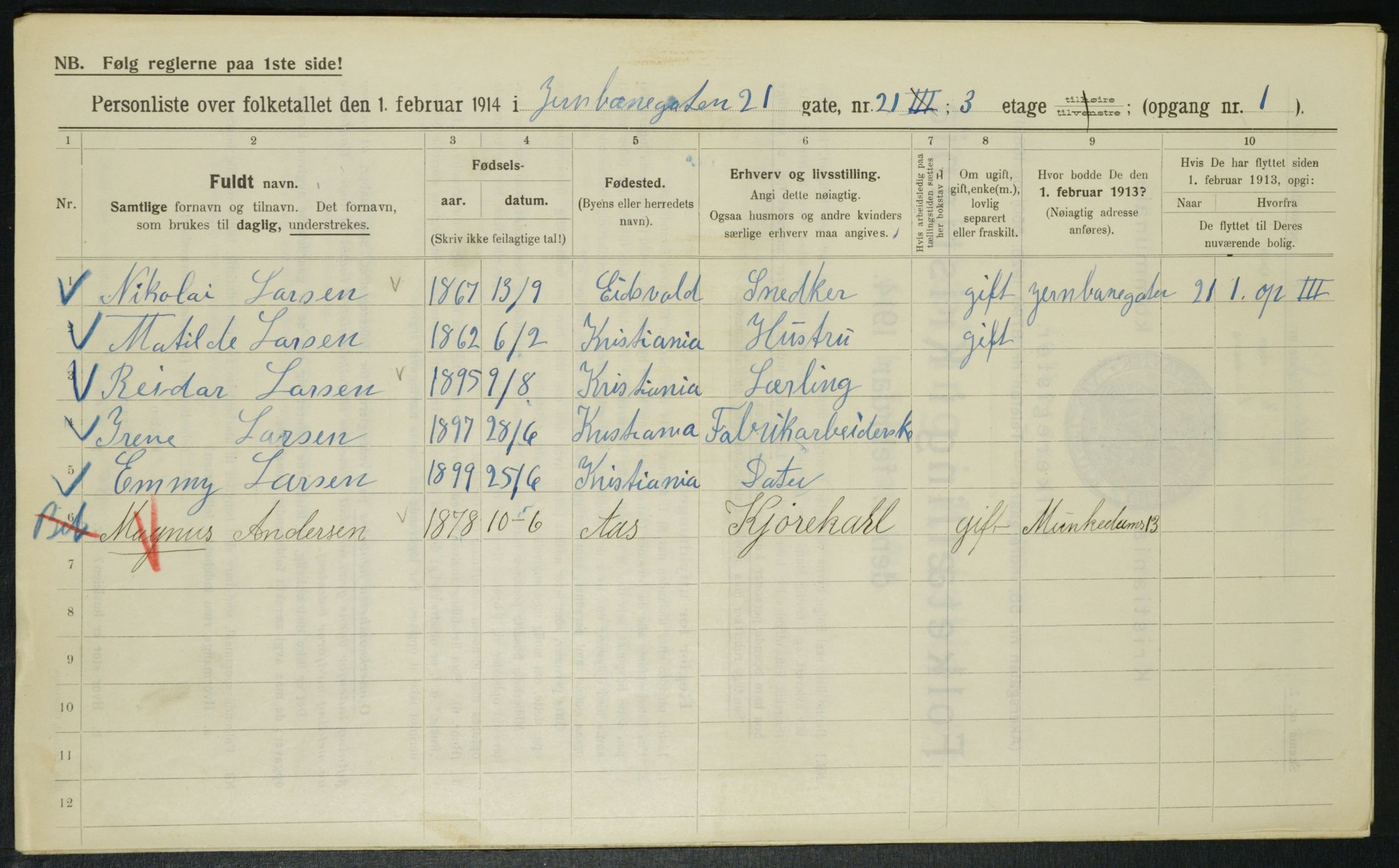 OBA, Kommunal folketelling 1.2.1914 for Kristiania, 1914, s. 46894