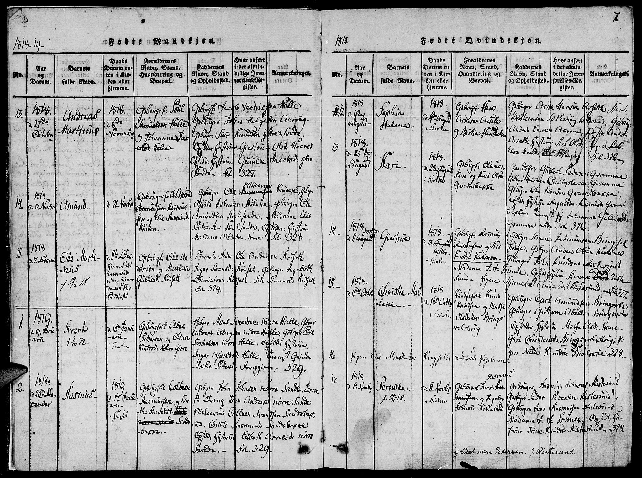 Ministerialprotokoller, klokkerbøker og fødselsregistre - Møre og Romsdal, AV/SAT-A-1454/503/L0033: Ministerialbok nr. 503A01, 1816-1841, s. 7