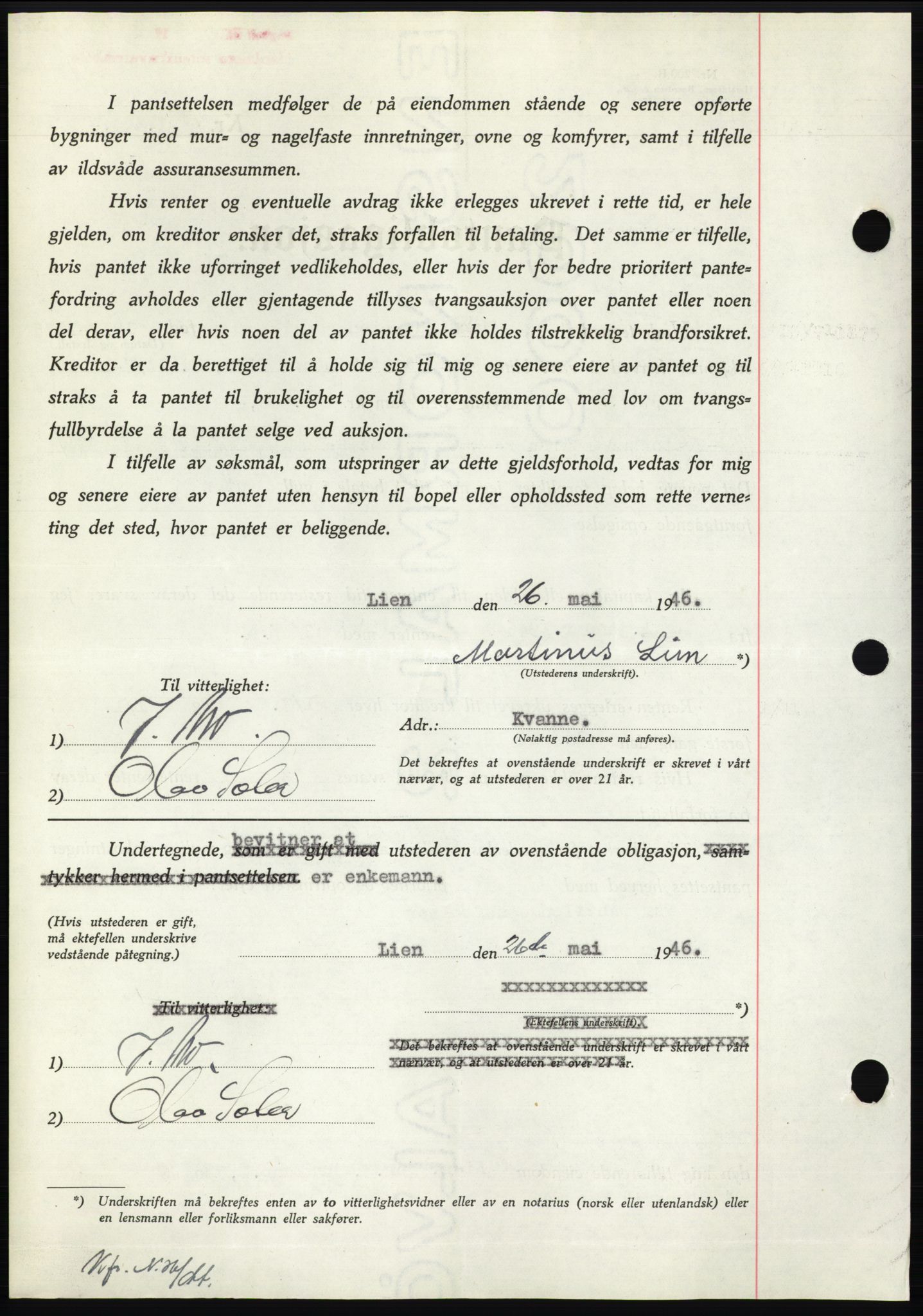 Nordmøre sorenskriveri, AV/SAT-A-4132/1/2/2Ca: Pantebok nr. B94, 1946-1946, Dagboknr: 1153/1946