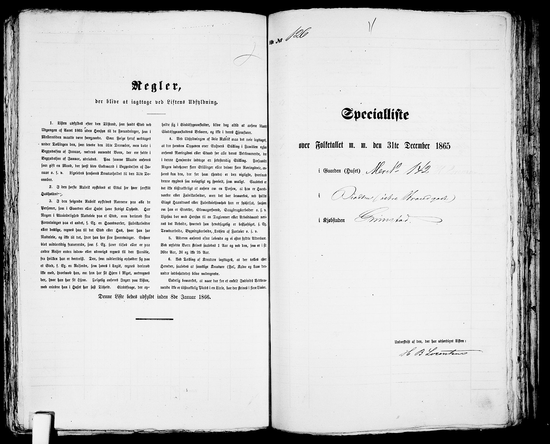 RA, Folketelling 1865 for 0904B Fjære prestegjeld, Grimstad kjøpstad, 1865, s. 257