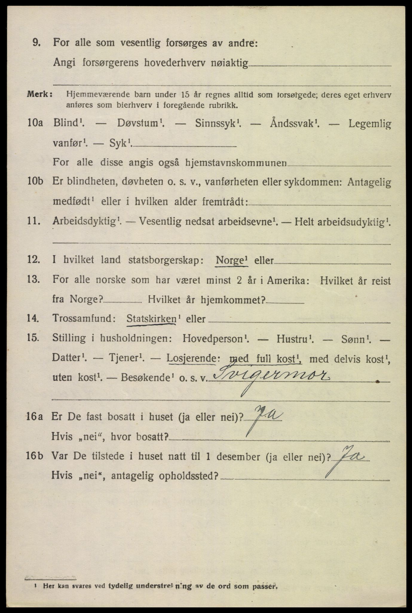 SAK, Folketelling 1920 for 1012 Oddernes herred, 1920, s. 9620