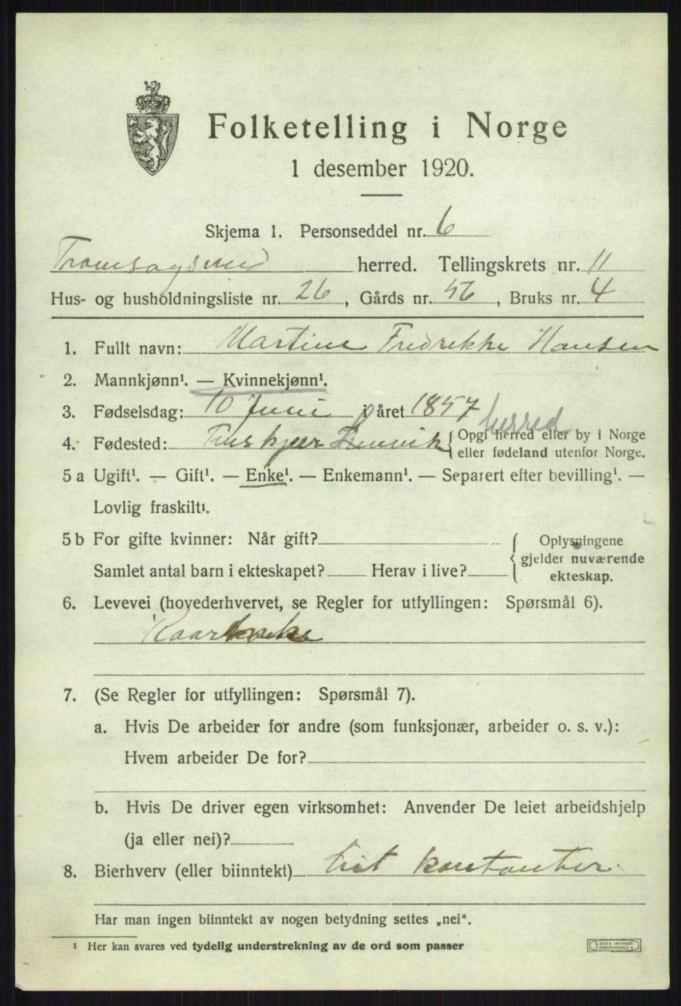 SATØ, Folketelling 1920 for 1934 Tromsøysund herred, 1920, s. 7532