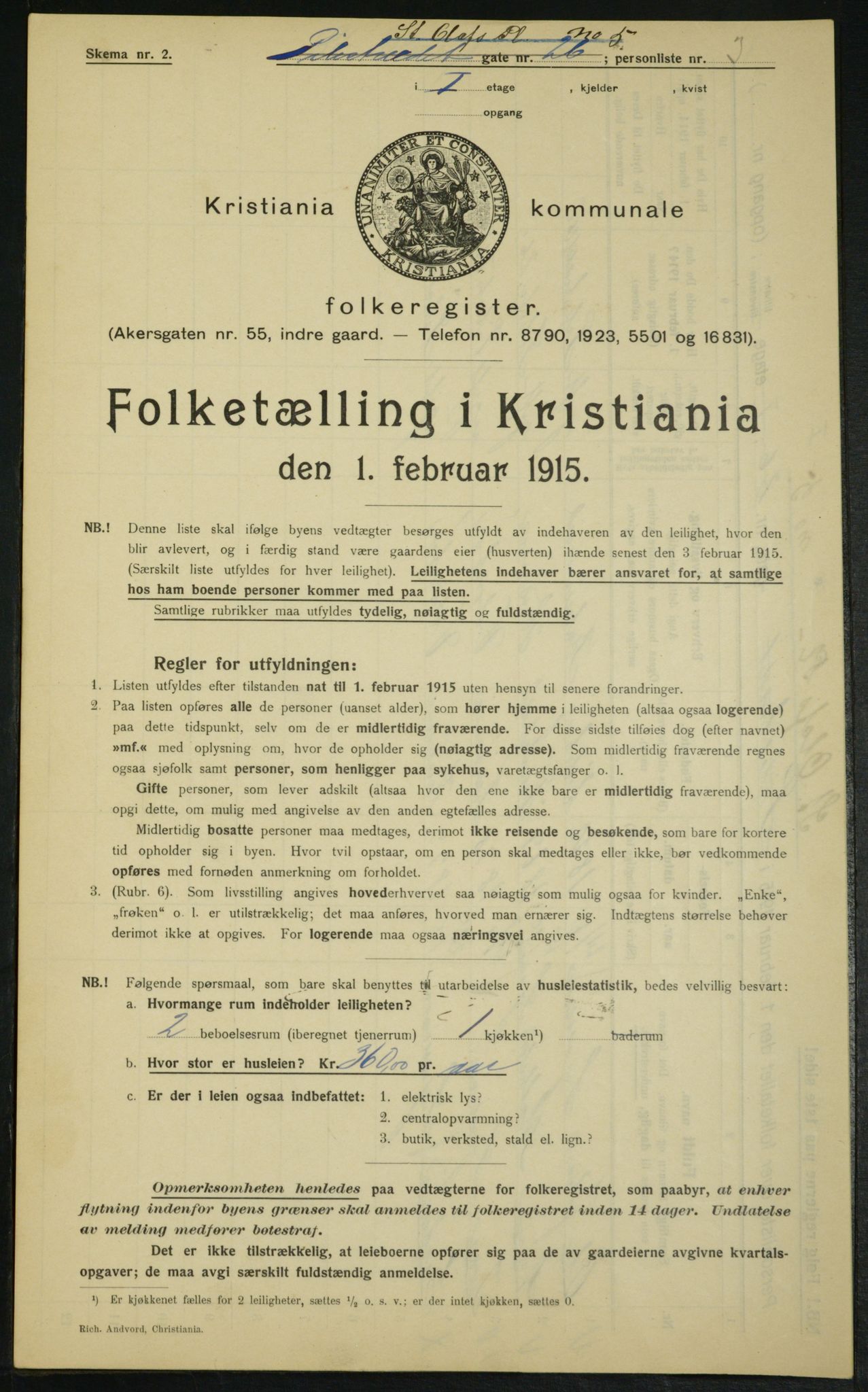 OBA, Kommunal folketelling 1.2.1915 for Kristiania, 1915, s. 88092