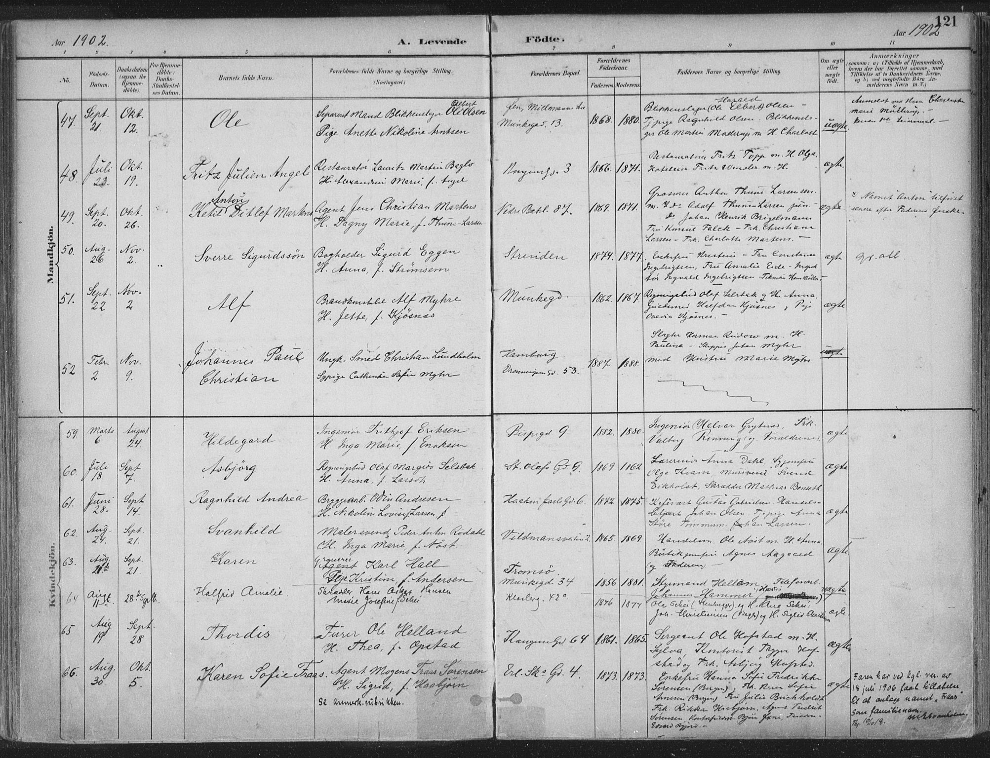 Ministerialprotokoller, klokkerbøker og fødselsregistre - Sør-Trøndelag, SAT/A-1456/601/L0062: Ministerialbok nr. 601A30, 1891-1911, s. 121
