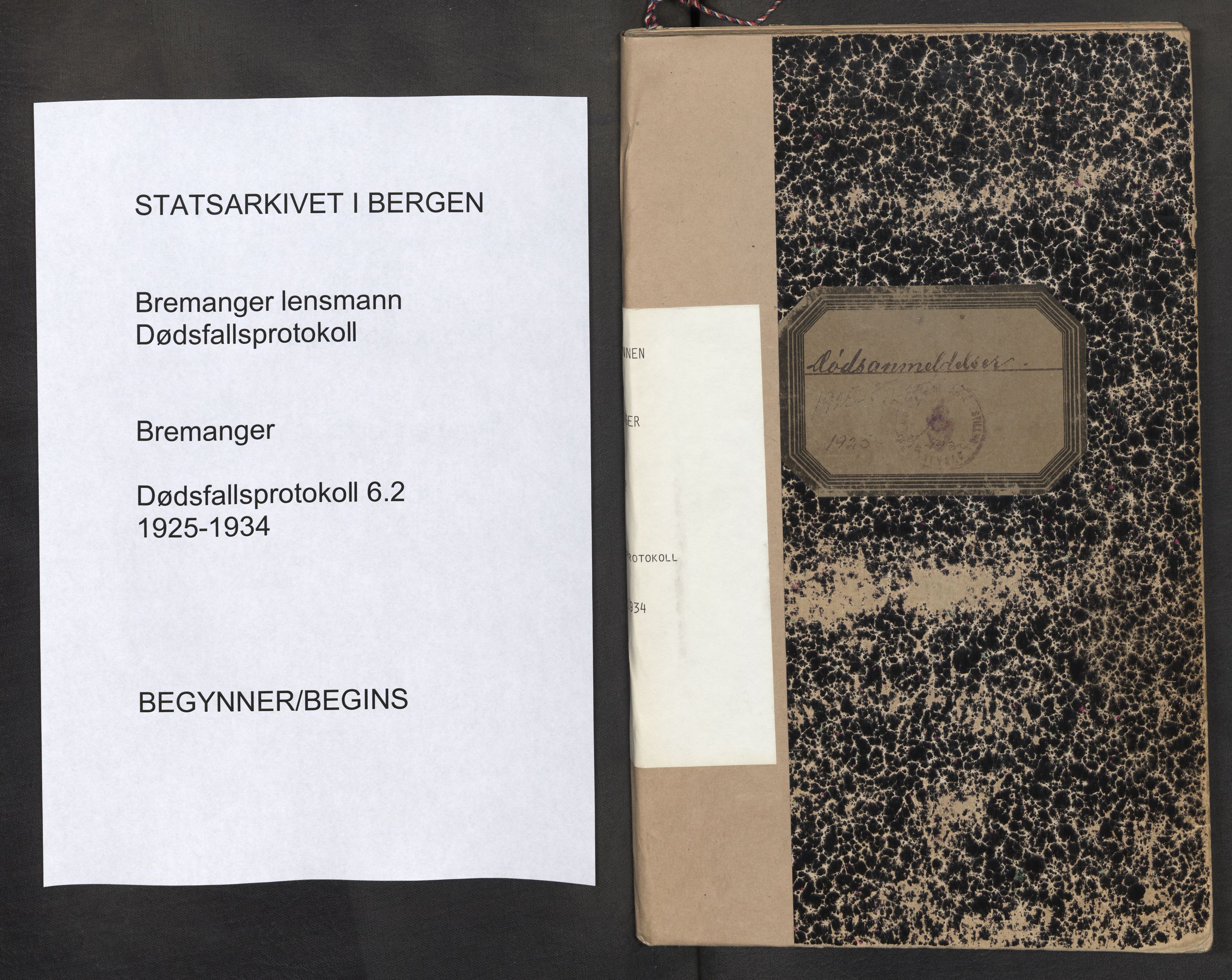 Lensmannen i Bremanger, SAB/A-26701/0006/L0002: Dødsfallprotokoll, 1925-1934
