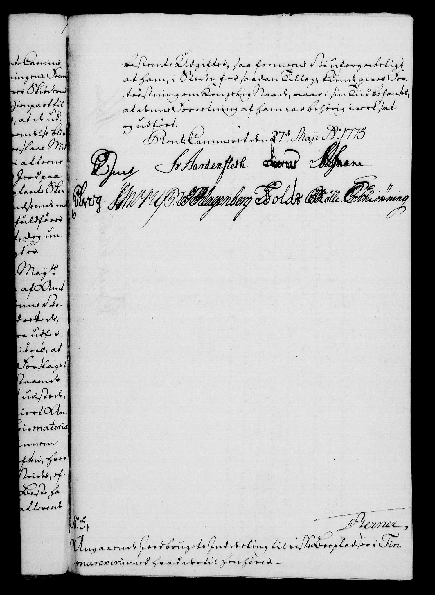 Rentekammeret, Kammerkanselliet, AV/RA-EA-3111/G/Gf/Gfa/L0057: Norsk relasjons- og resolusjonsprotokoll (merket RK 52.57), 1775, s. 112
