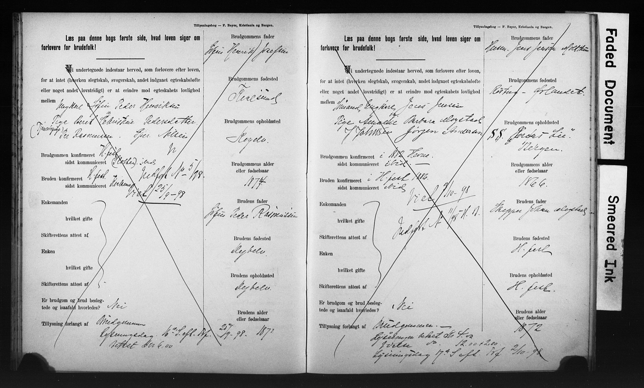 Hammerfest sokneprestkontor, SATØ/S-1347/I/Ib/L0070/0004: Lysningsprotokoll nr. 70, 1896-1899