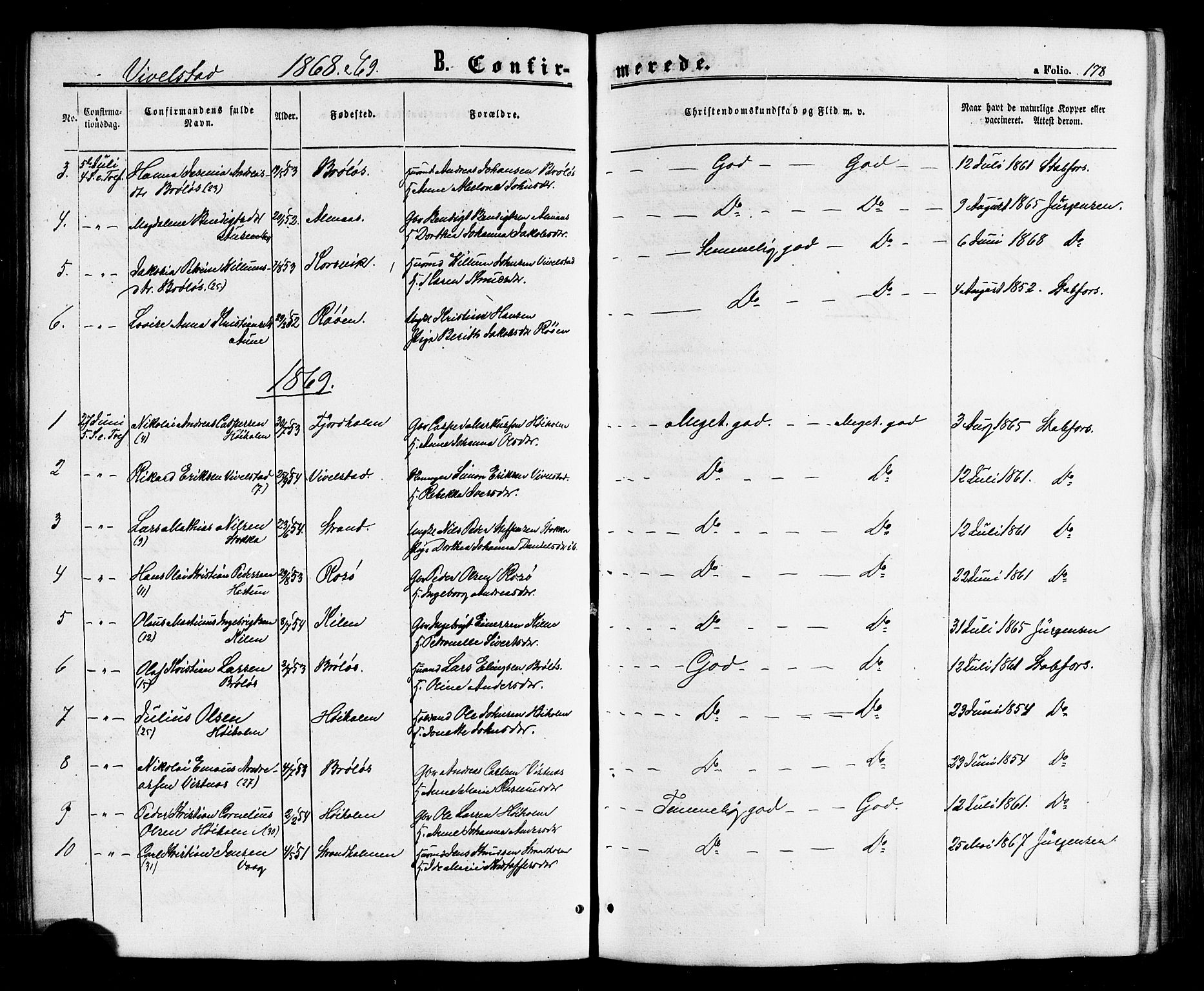 Ministerialprotokoller, klokkerbøker og fødselsregistre - Nordland, SAT/A-1459/817/L0262: Ministerialbok nr. 817A03 /2, 1867-1877, s. 178