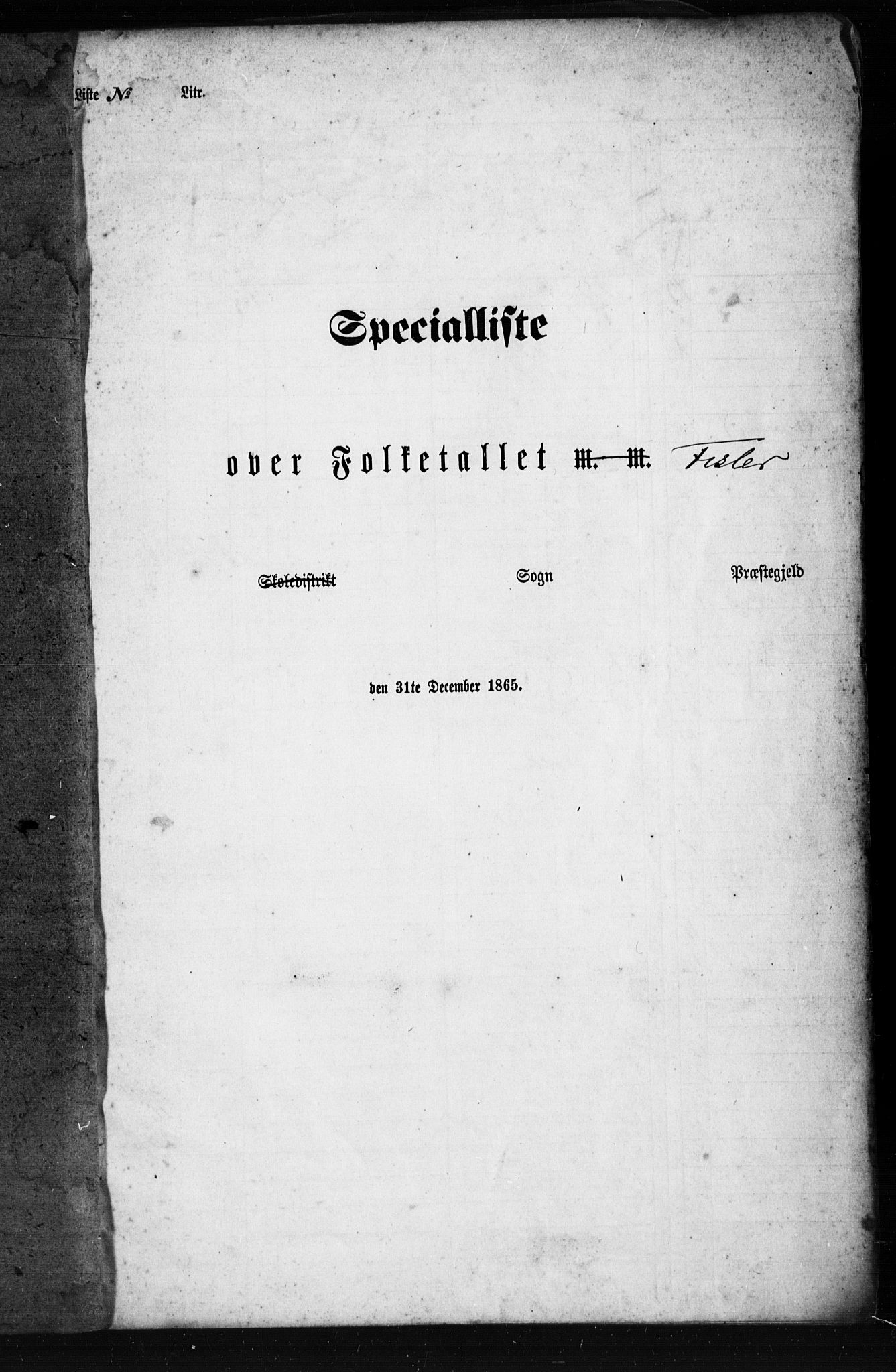 SAST, Folketelling 1865 (kladd?) for 1133P Hjelmeland prestegjeld, 1865, s. 2