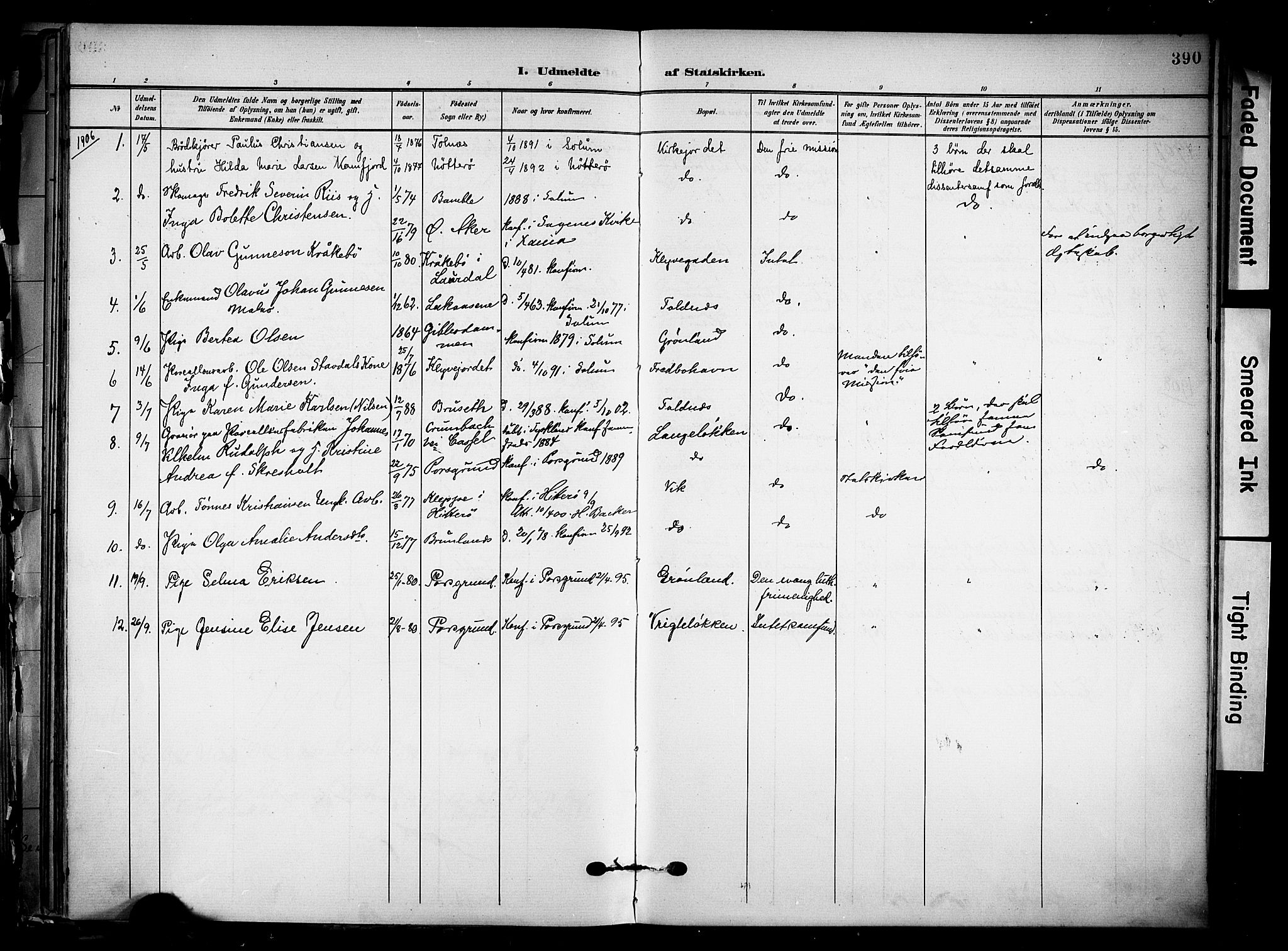Solum kirkebøker, AV/SAKO-A-306/F/Fa/L0011: Ministerialbok nr. I 11, 1898-1909, s. 390