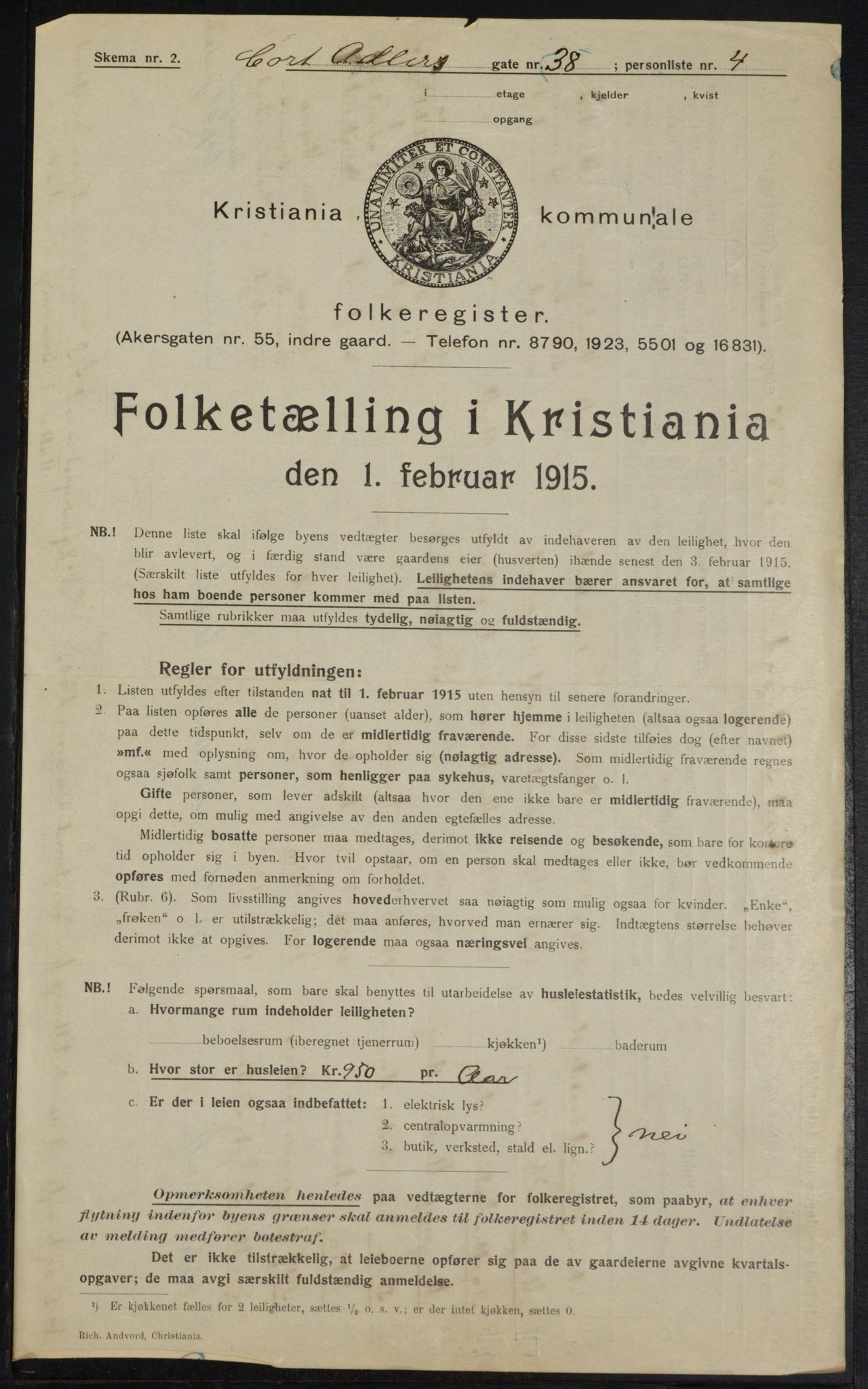 OBA, Kommunal folketelling 1.2.1915 for Kristiania, 1915, s. 14016