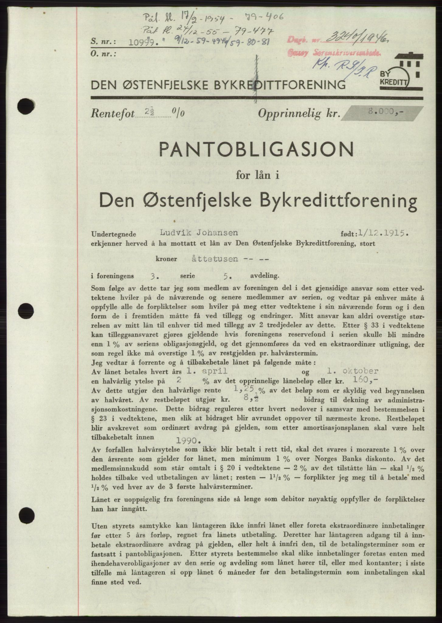 Onsøy sorenskriveri, SAO/A-10474/G/Ga/Gac/L0005: Pantebok nr. B 9-5, 1946-1947, Dagboknr: 3240/1946