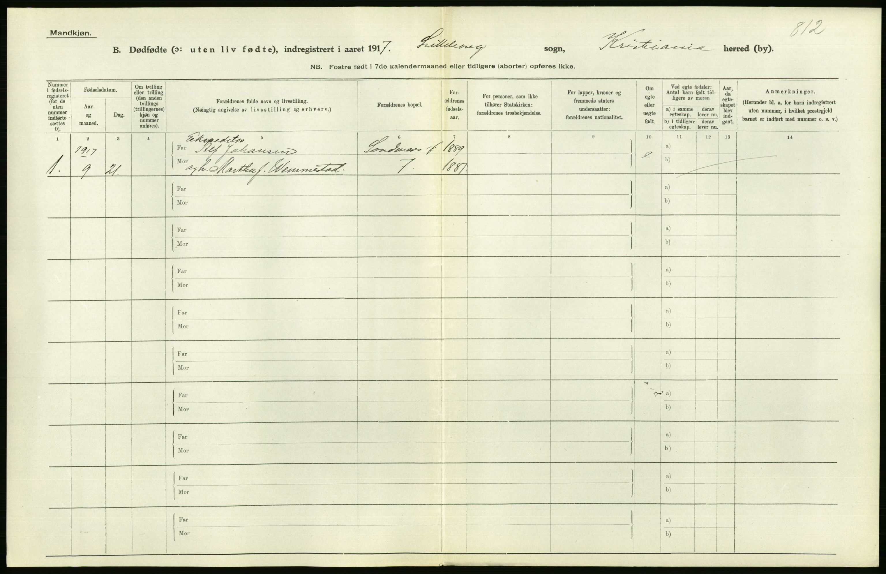 Statistisk sentralbyrå, Sosiodemografiske emner, Befolkning, AV/RA-S-2228/D/Df/Dfb/Dfbg/L0011: Kristiania: Døde, dødfødte., 1917, s. 532