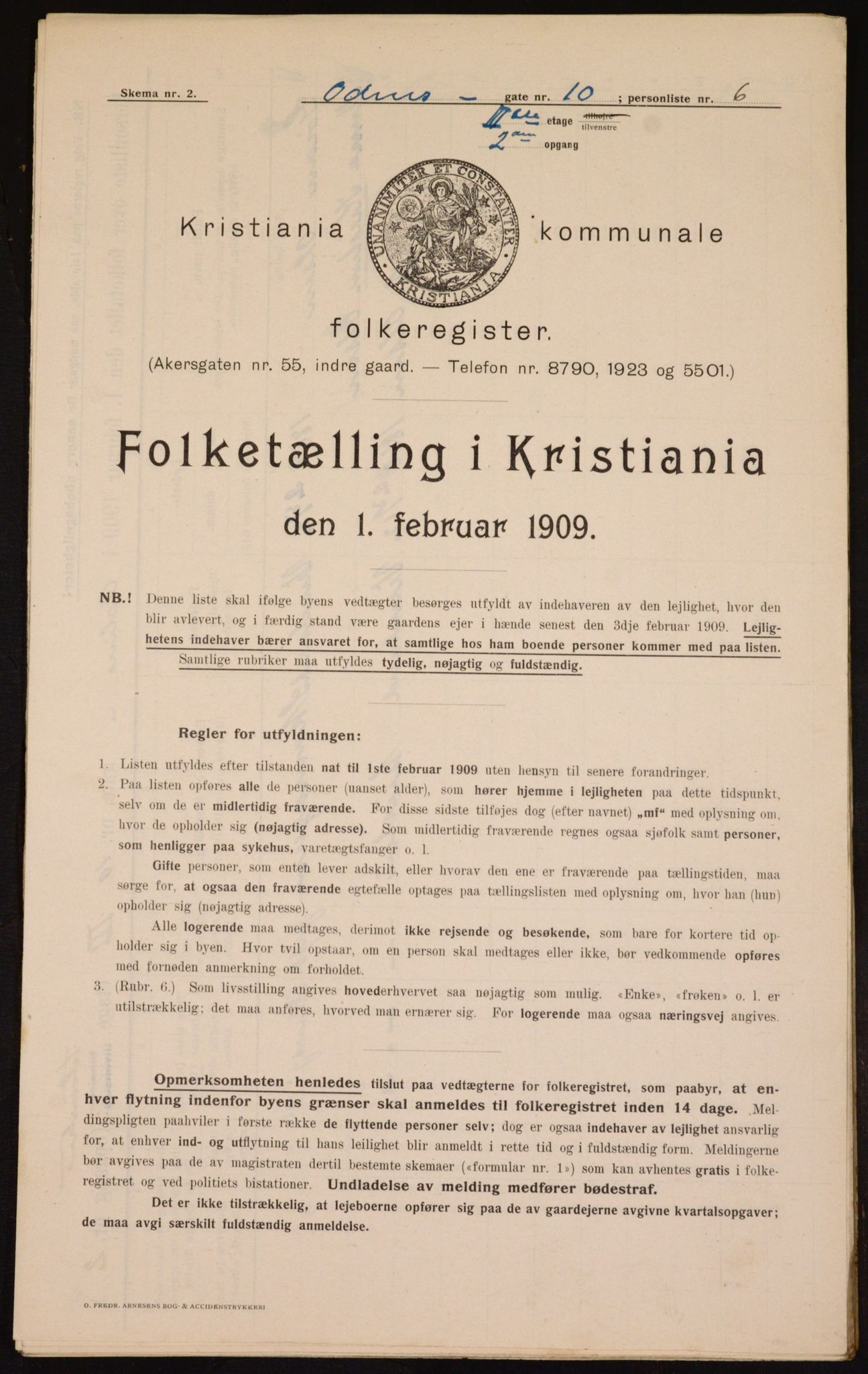 OBA, Kommunal folketelling 1.2.1909 for Kristiania kjøpstad, 1909, s. 67666