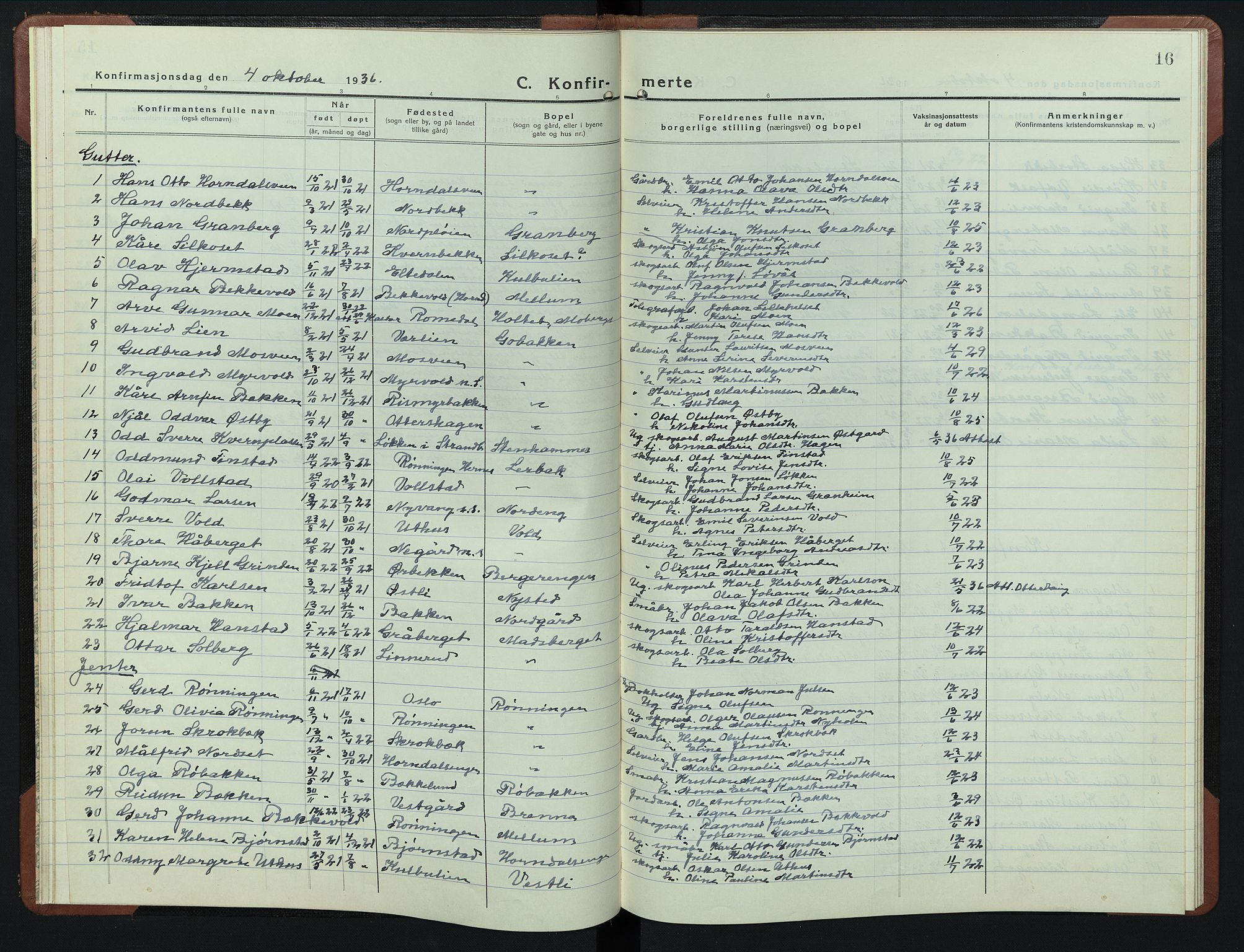 Elverum prestekontor, AV/SAH-PREST-044/H/Ha/Hab/L0016: Klokkerbok nr. 16, 1930-1953, s. 16