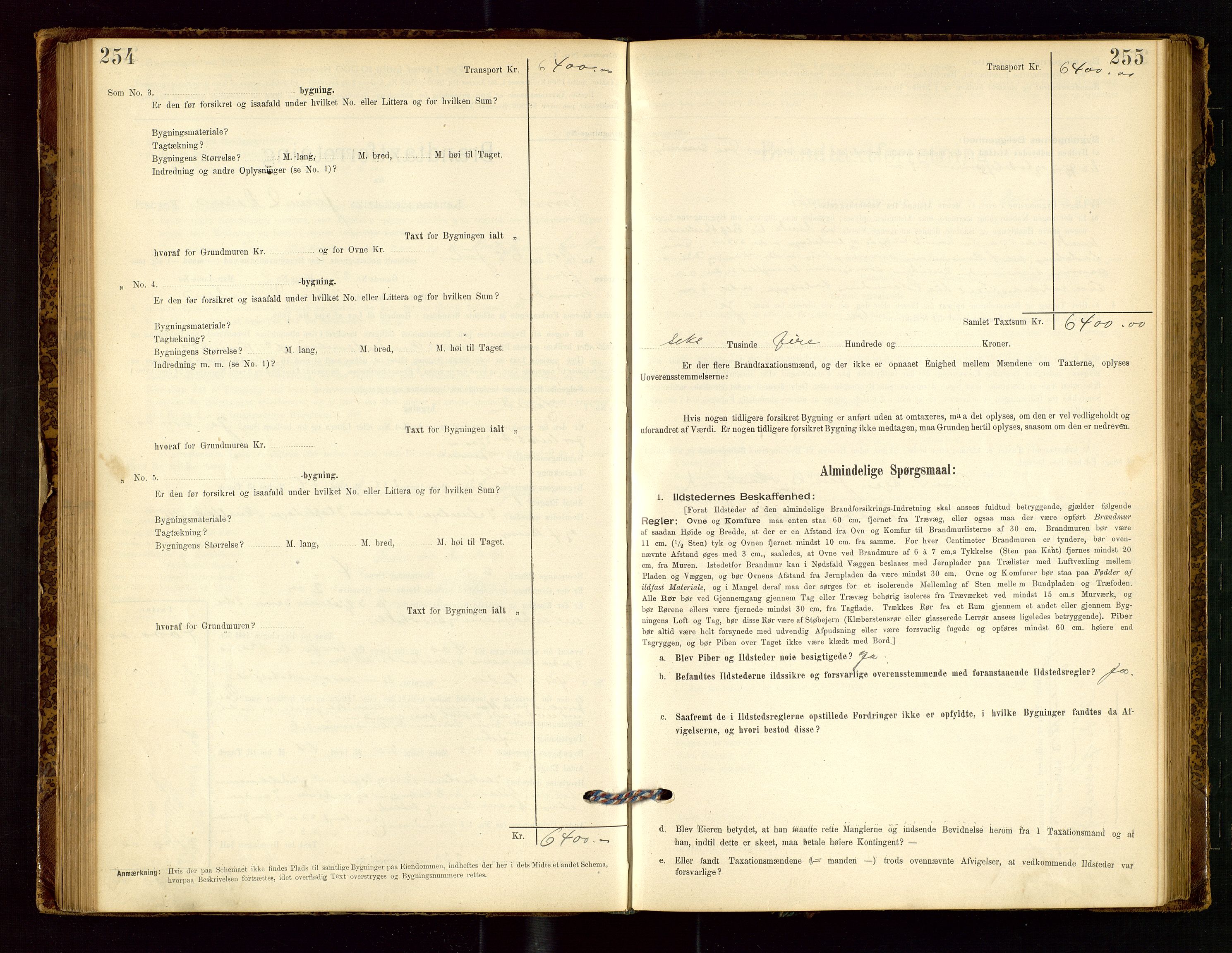 Lund lensmannskontor, SAST/A-100303/Gob/L0001: "Brandtakstprotokol", 1894-1907, s. 254-255