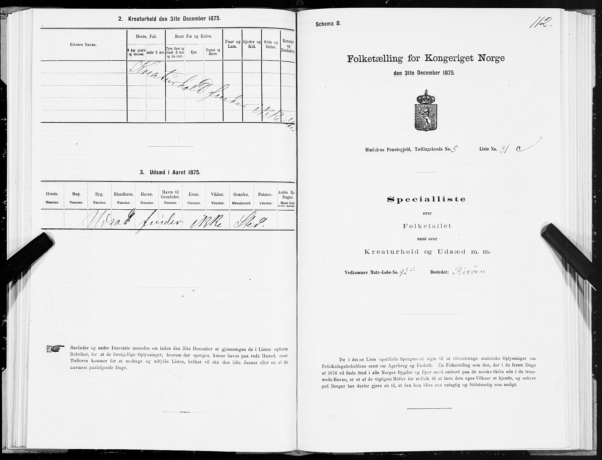 SAT, Folketelling 1875 for 1811P Bindal prestegjeld, 1875, s. 2112