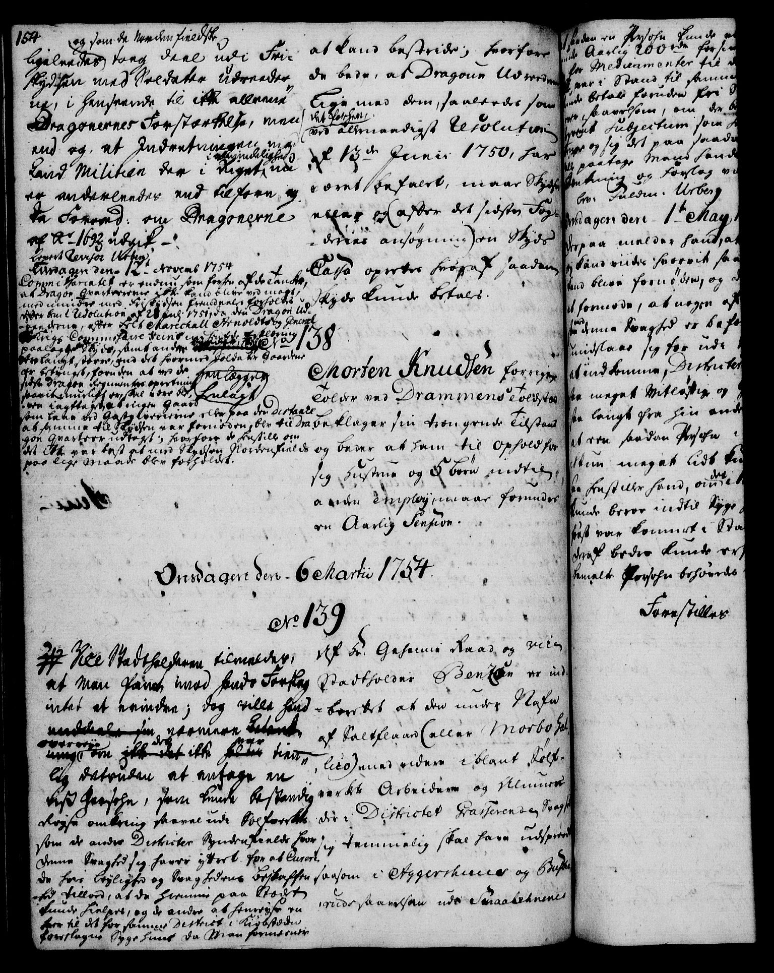 Rentekammeret, Kammerkanselliet, AV/RA-EA-3111/G/Gh/Gha/L0032: Norsk ekstraktmemorialprotokoll (merket RK 53.77), 1753-1755, s. 154