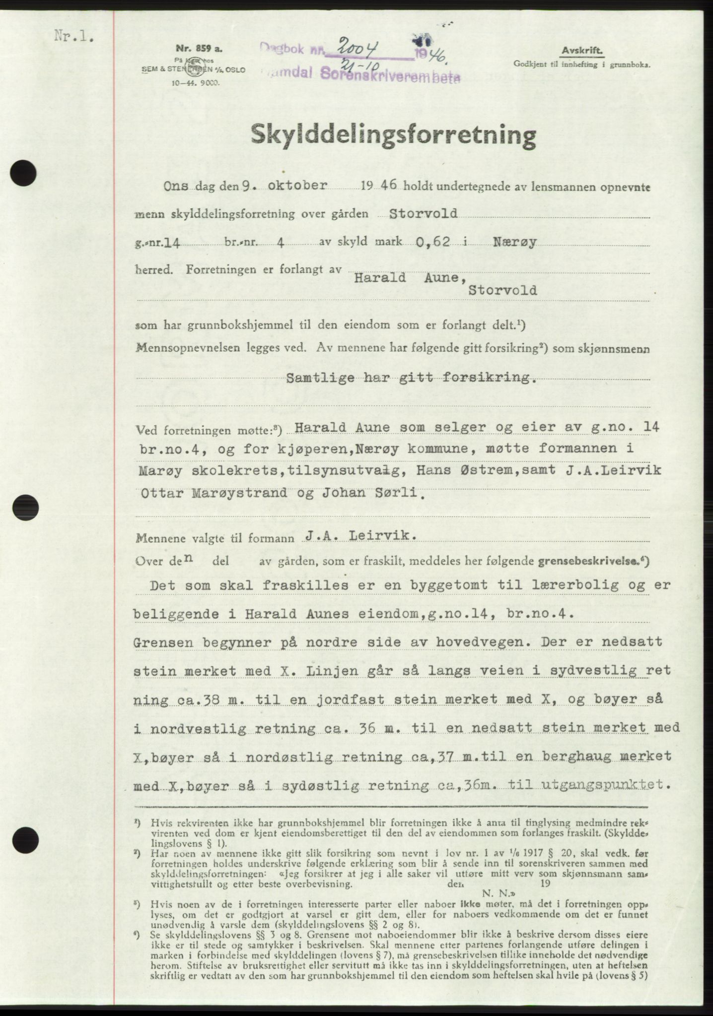 Namdal sorenskriveri, SAT/A-4133/1/2/2C: Pantebok nr. -, 1946-1947, Dagboknr: 2004/1946