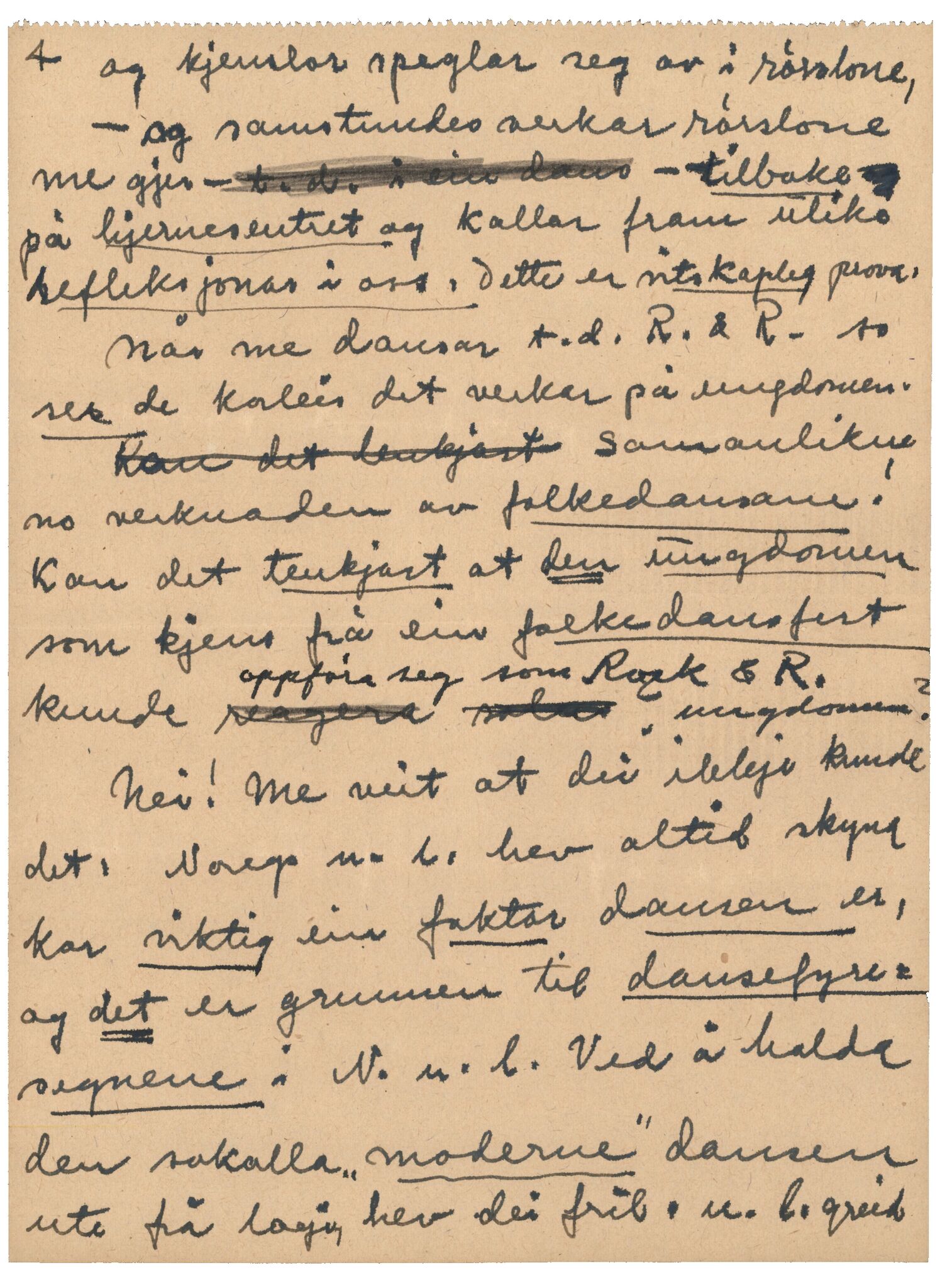 Samling etter Klara Semb, NSFF/KS/B/057: Innlegg av Klara Semb om moderne dans, 1957