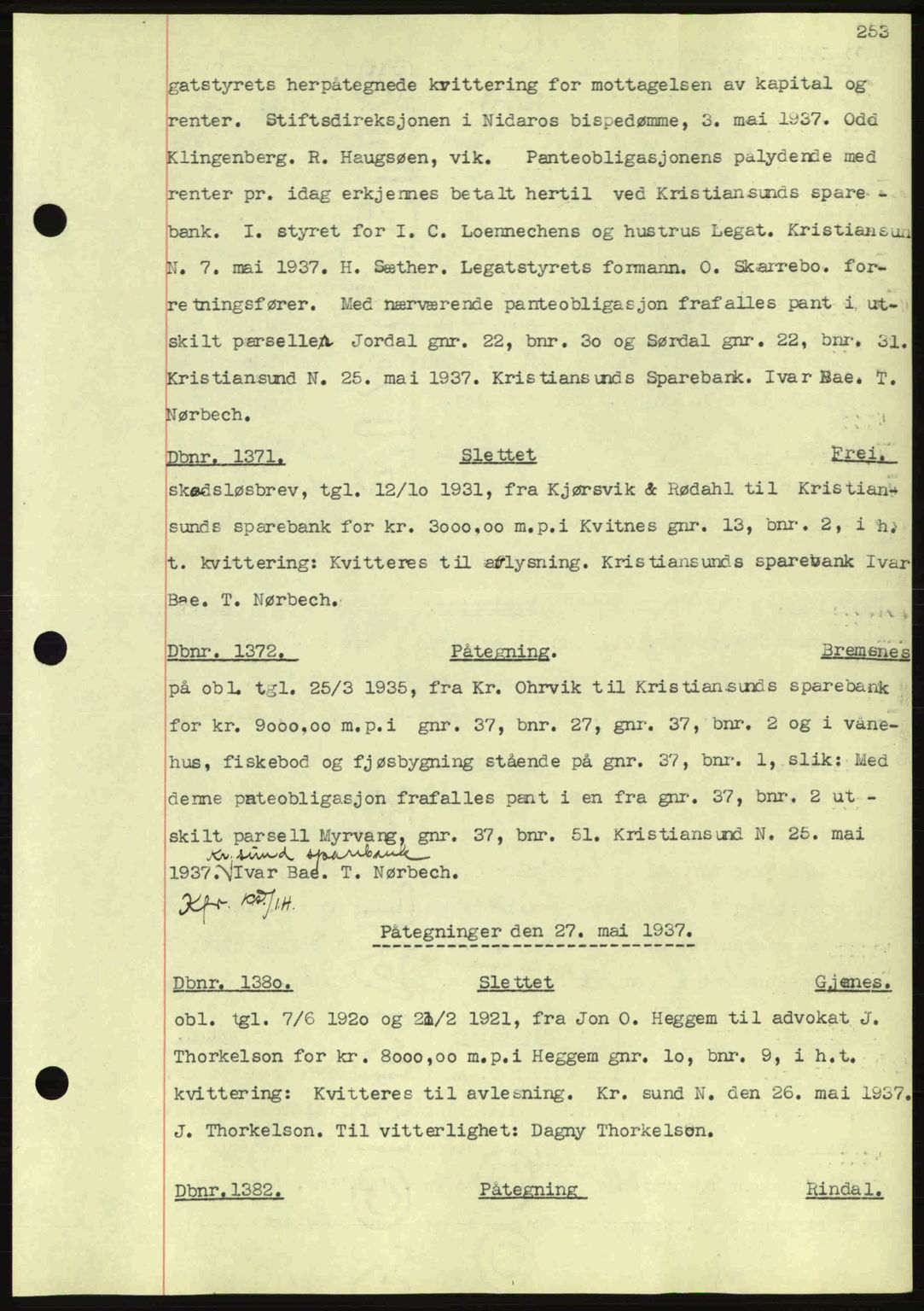 Nordmøre sorenskriveri, SAT/A-4132/1/2/2Ca: Pantebok nr. C80, 1936-1939, Dagboknr: 1371/1937