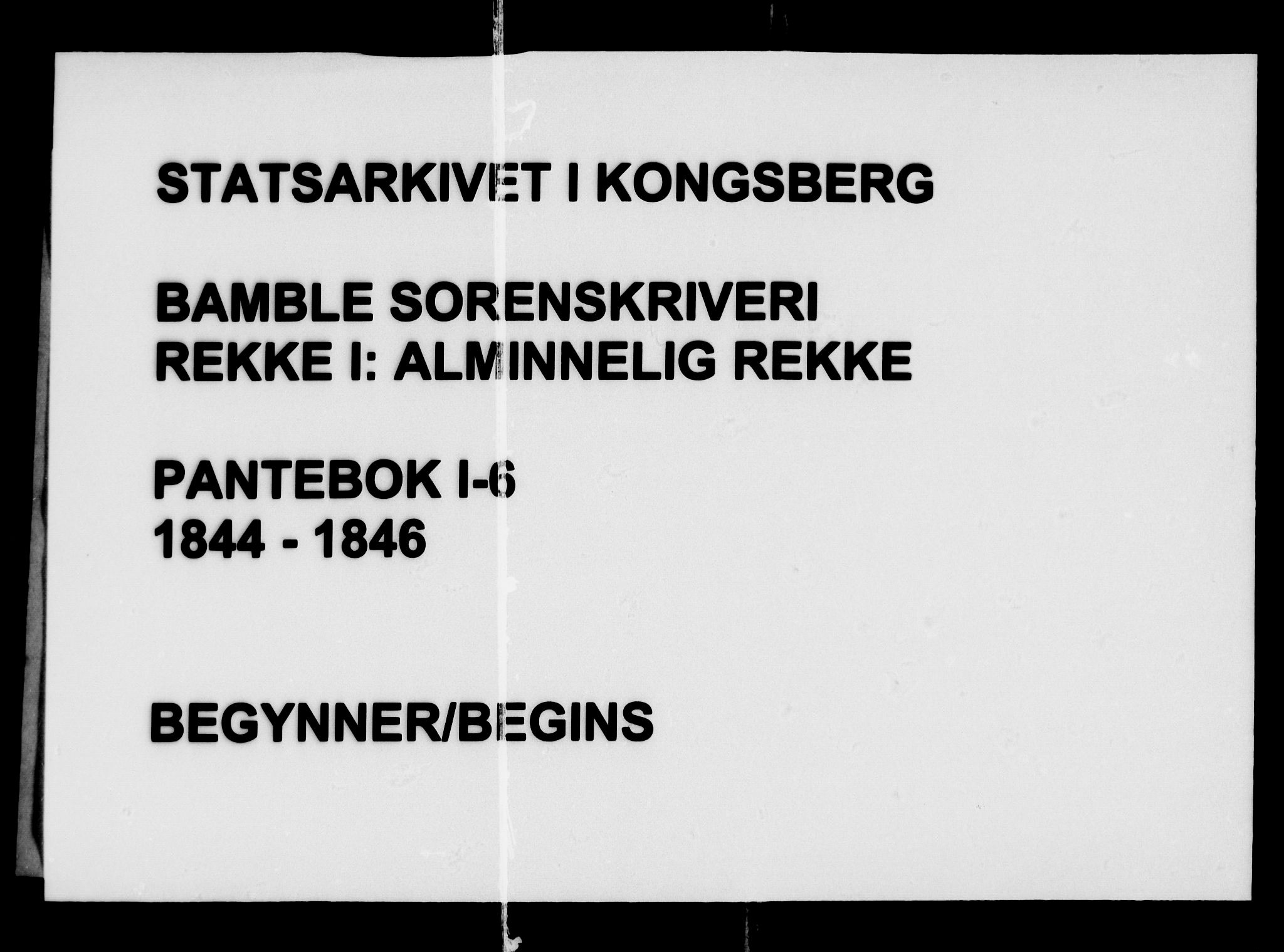Bamble sorenskriveri, SAKO/A-214/G/Ga/Gaa/L0006: Pantebok nr. I 6, 1844-1846