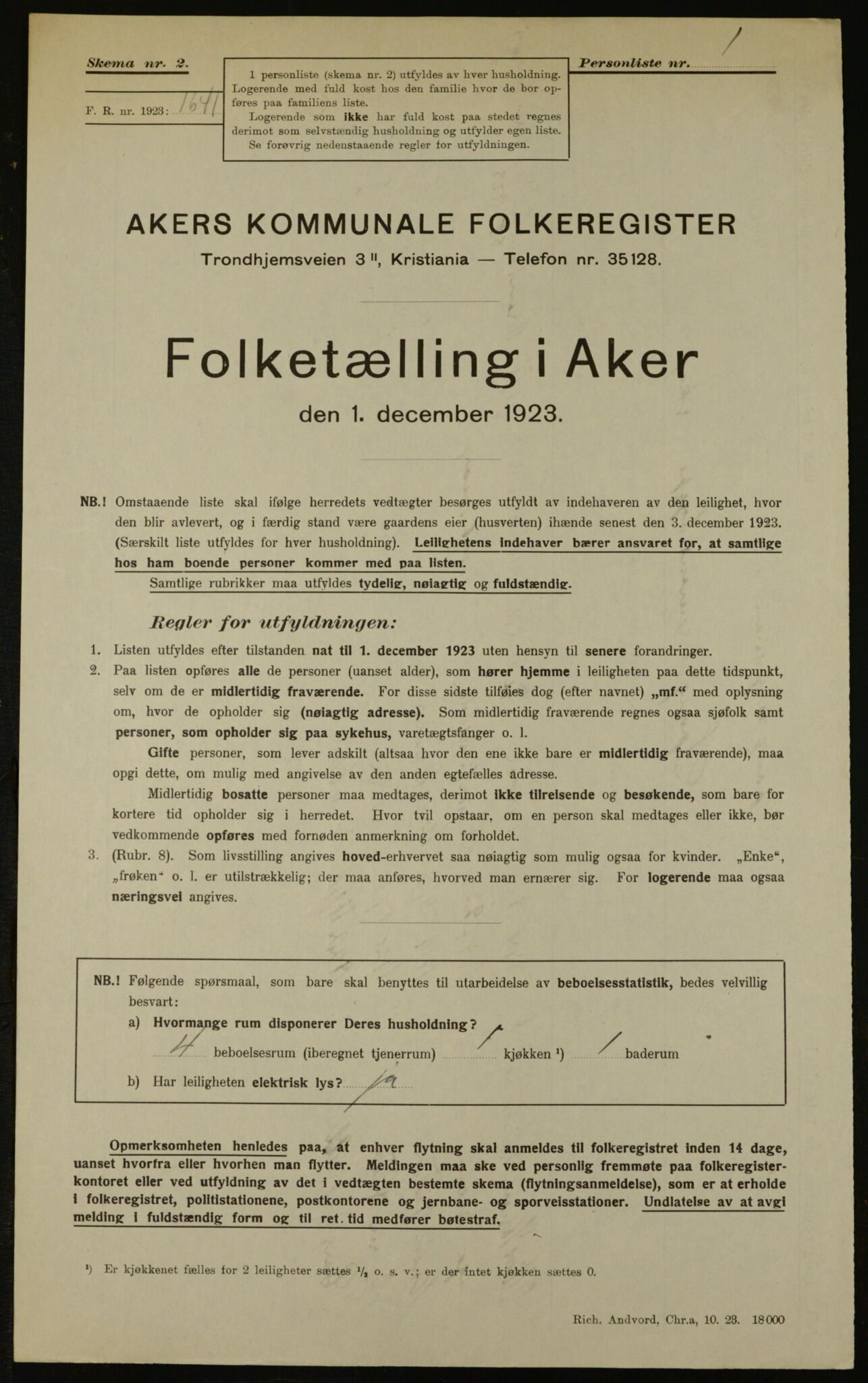 , Kommunal folketelling 1.12.1923 for Aker, 1923, s. 18262