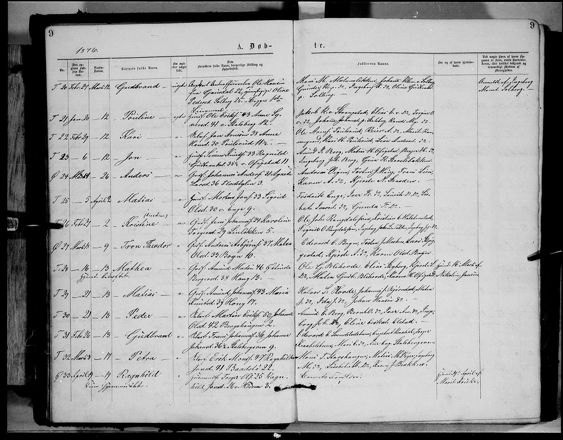 Øyer prestekontor, AV/SAH-PREST-084/H/Ha/Haa/L0007: Ministerialbok nr. 7, 1875-1878, s. 9