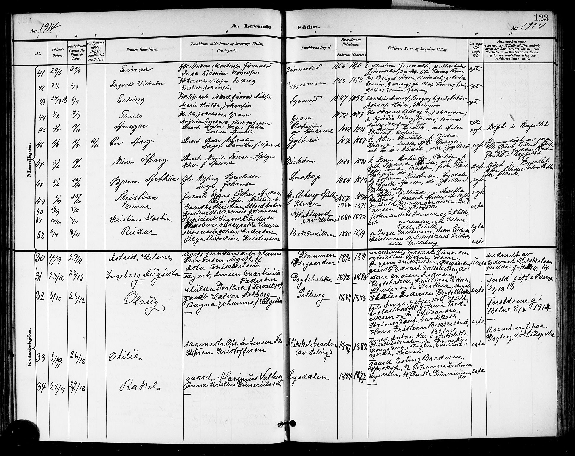 Sande Kirkebøker, AV/SAKO-A-53/G/Ga/L0004: Klokkerbok nr. 4, 1895-1918, s. 123
