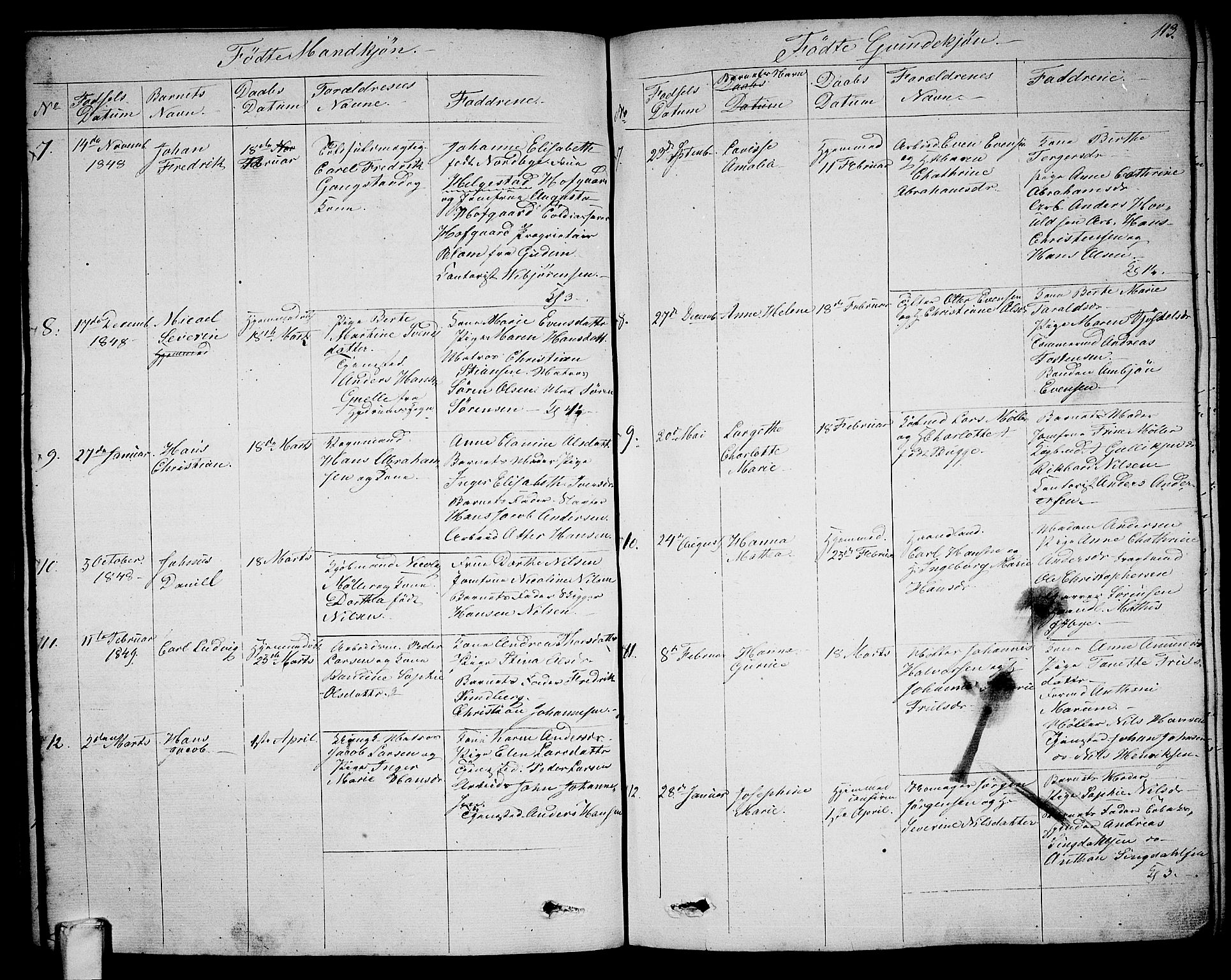 Larvik kirkebøker, AV/SAKO-A-352/G/Ga/L0003a: Klokkerbok nr. I 3A, 1830-1870, s. 113