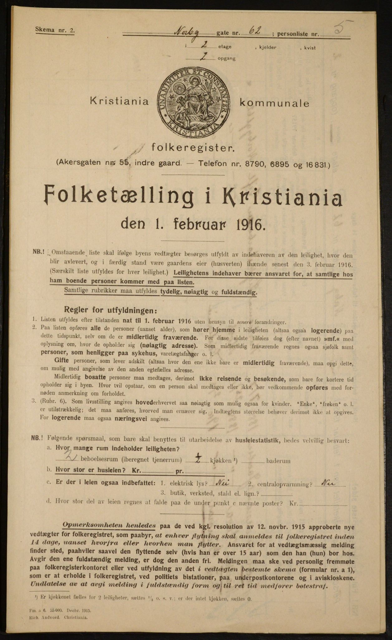 OBA, Kommunal folketelling 1.2.1916 for Kristiania, 1916, s. 73889