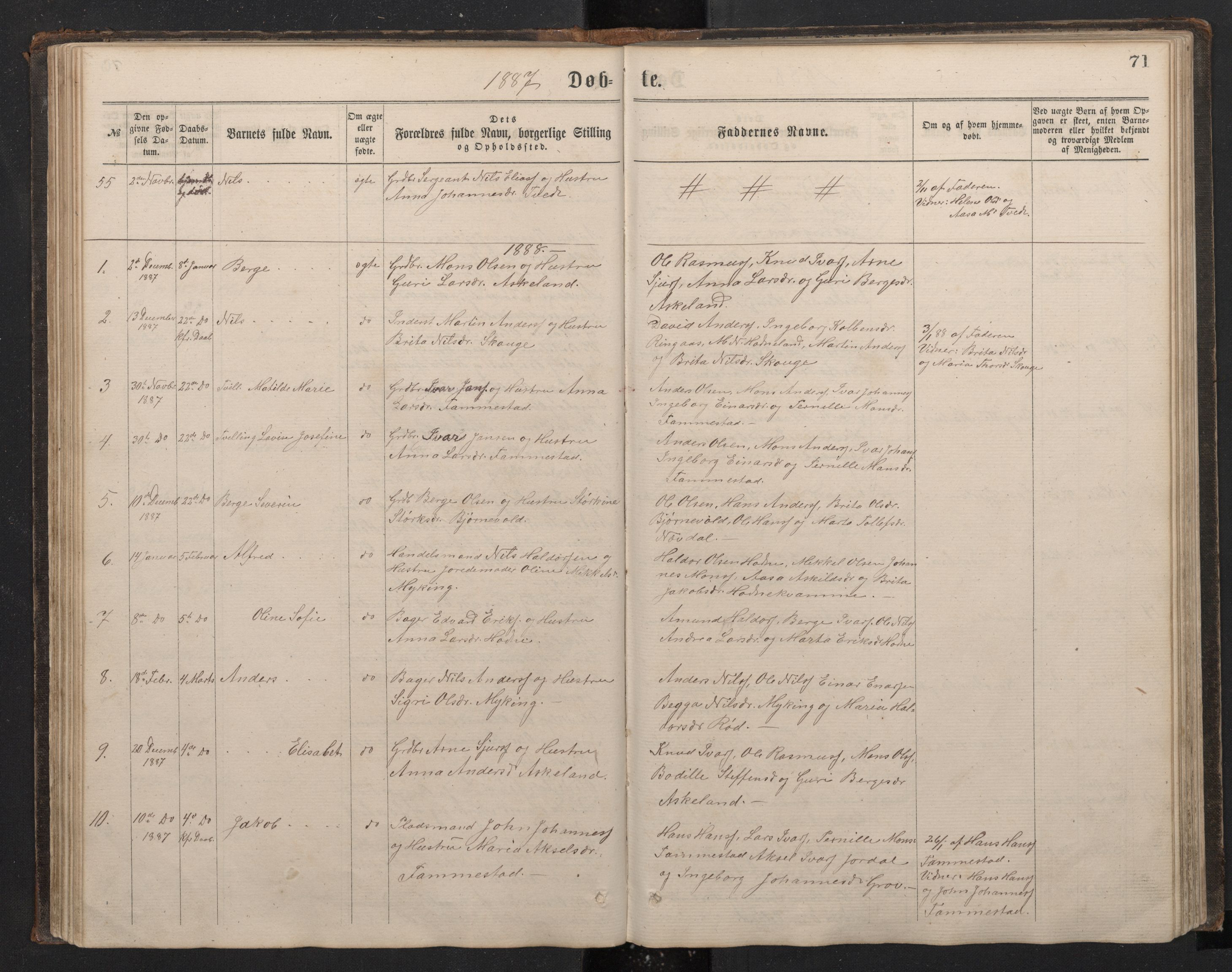 Lindås Sokneprestembete, AV/SAB-A-76701/H/Hab/Habe/L0002: Klokkerbok nr. E 2, 1867-1892, s. 70b-71a