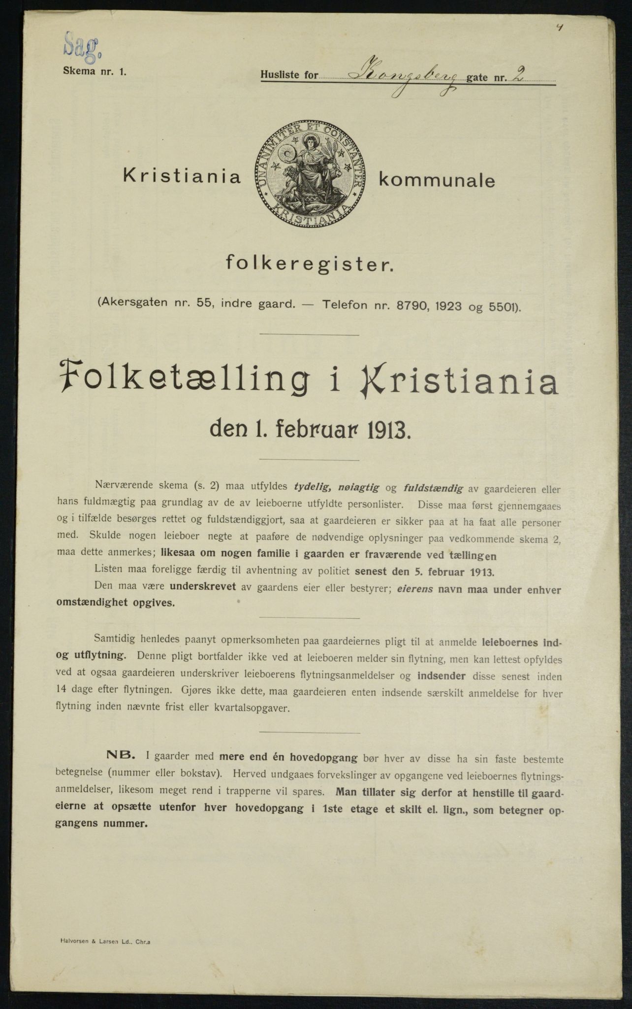 OBA, Kommunal folketelling 1.2.1913 for Kristiania, 1913, s. 52385