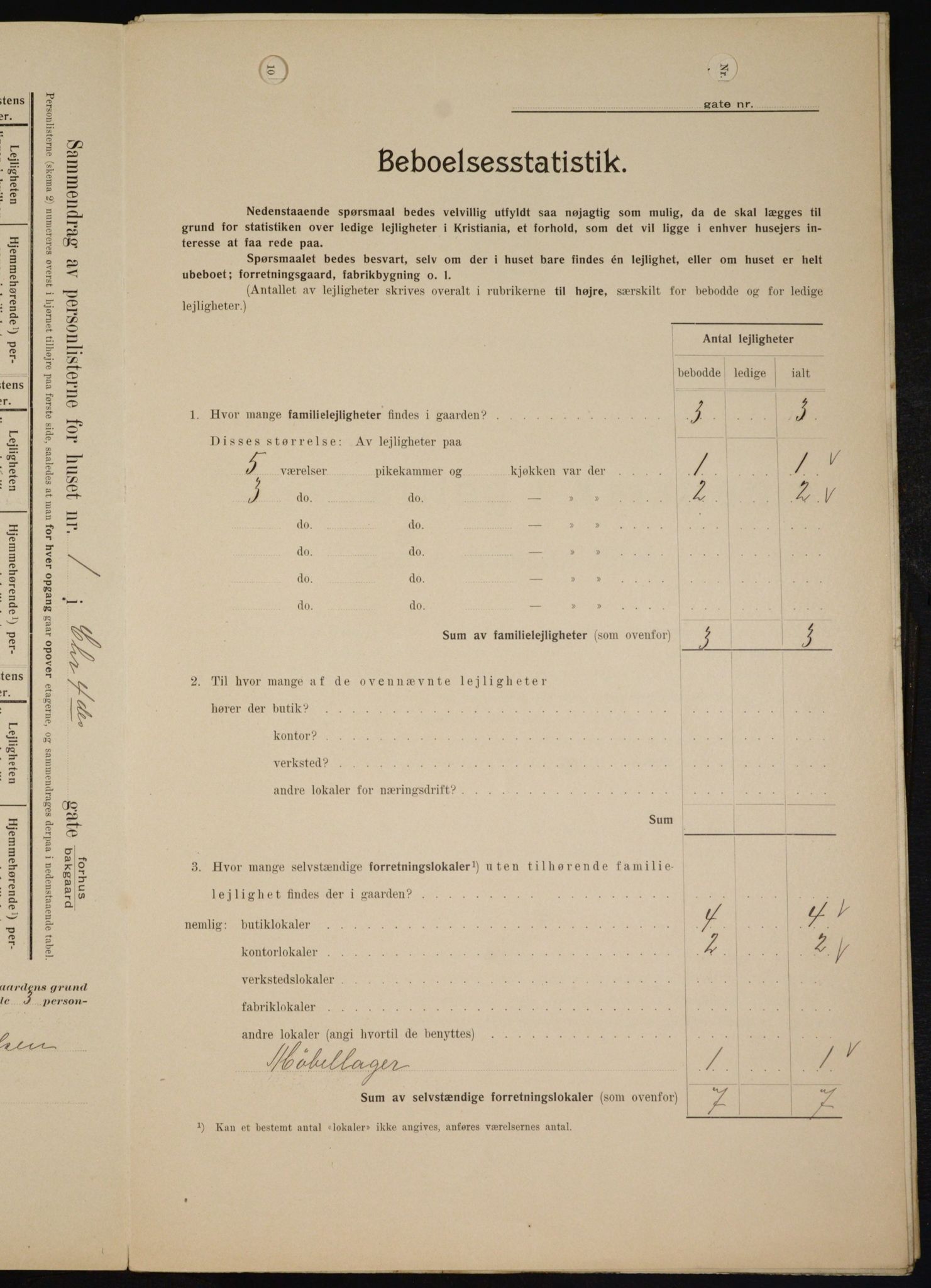 OBA, Kommunal folketelling 1.2.1909 for Kristiania kjøpstad, 1909, s. 49604