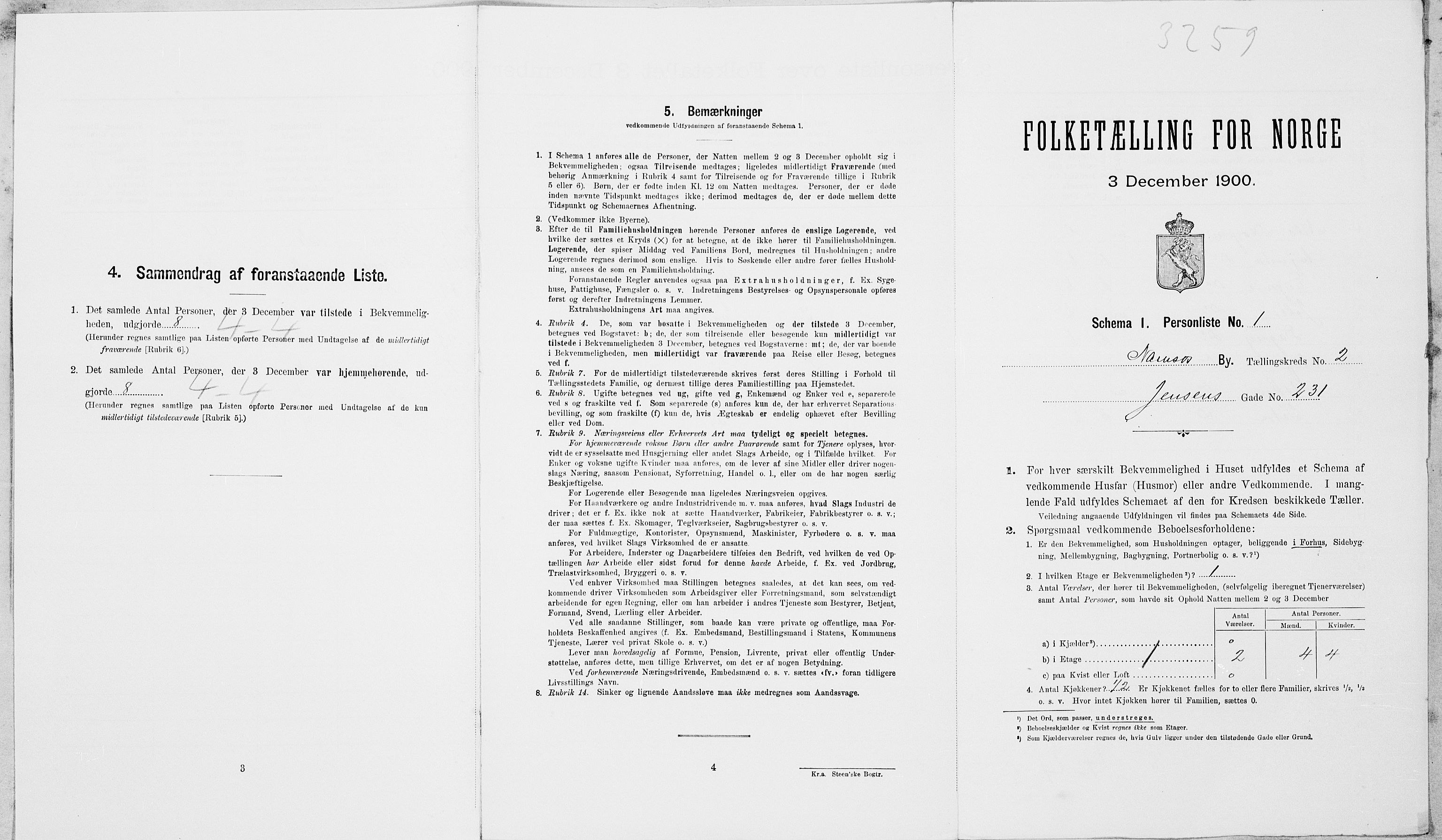 SAT, Folketelling 1900 for 1703 Namsos ladested, 1900, s. 508