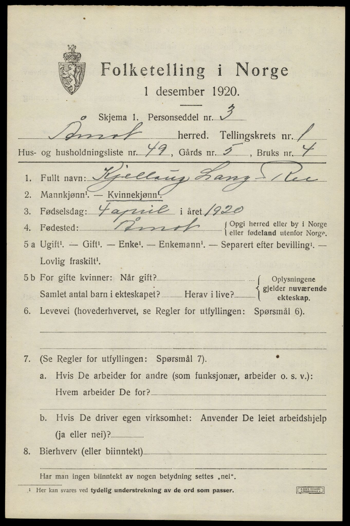 SAH, Folketelling 1920 for 0429 Åmot herred, 1920, s. 2047