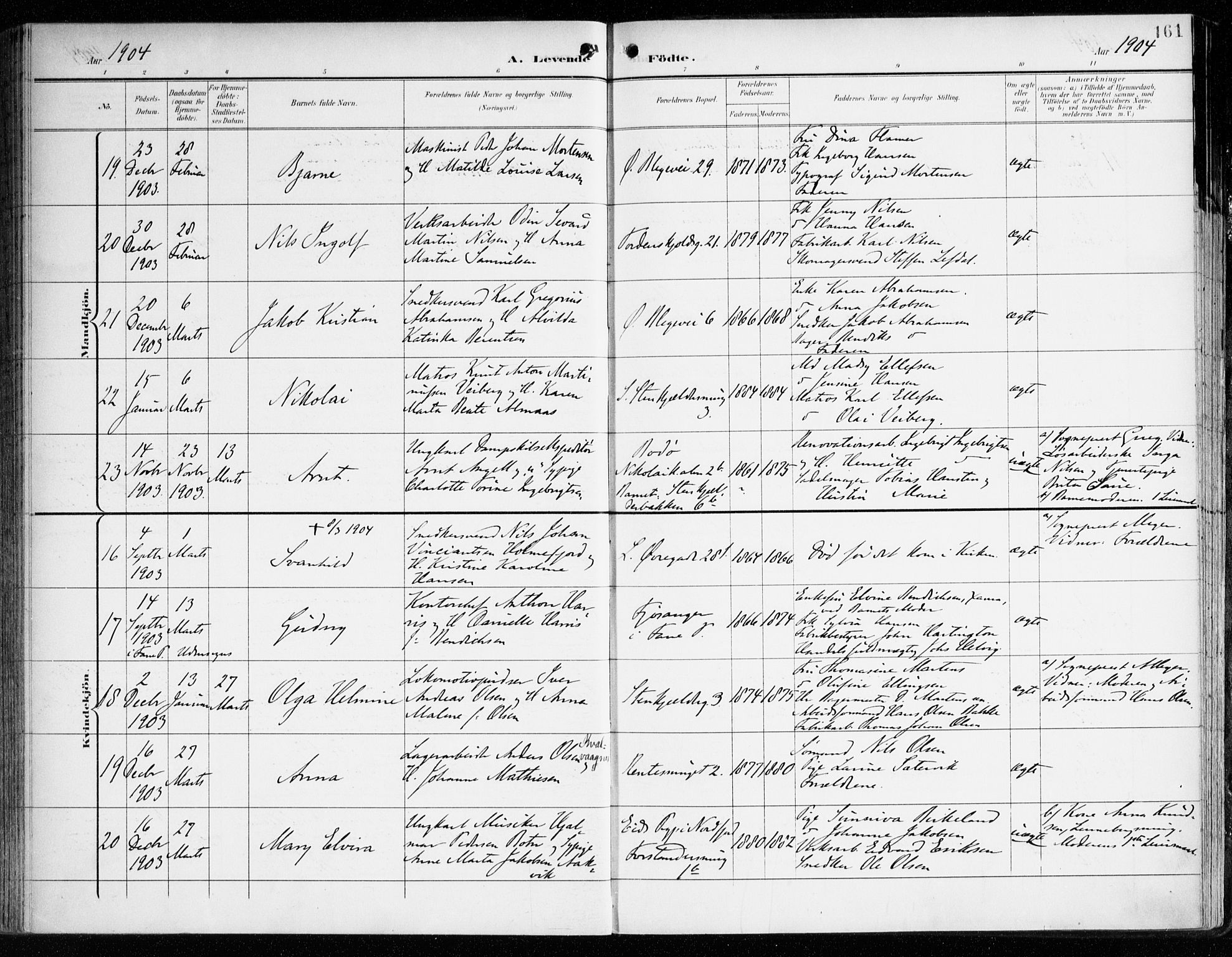 Korskirken sokneprestembete, AV/SAB-A-76101/H/Haa/L0023: Ministerialbok nr. B 9, 1899-1908, s. 161