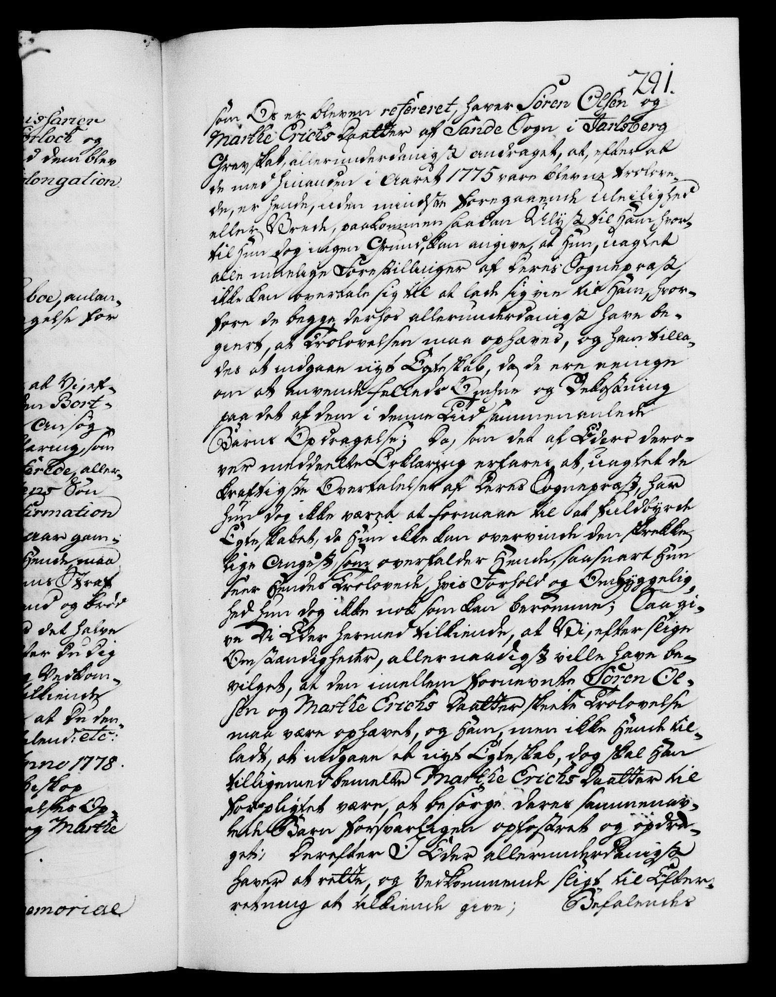Danske Kanselli 1572-1799, AV/RA-EA-3023/F/Fc/Fca/Fcab/L0042: Norske tegnelser, 1777-1781, s. 291a