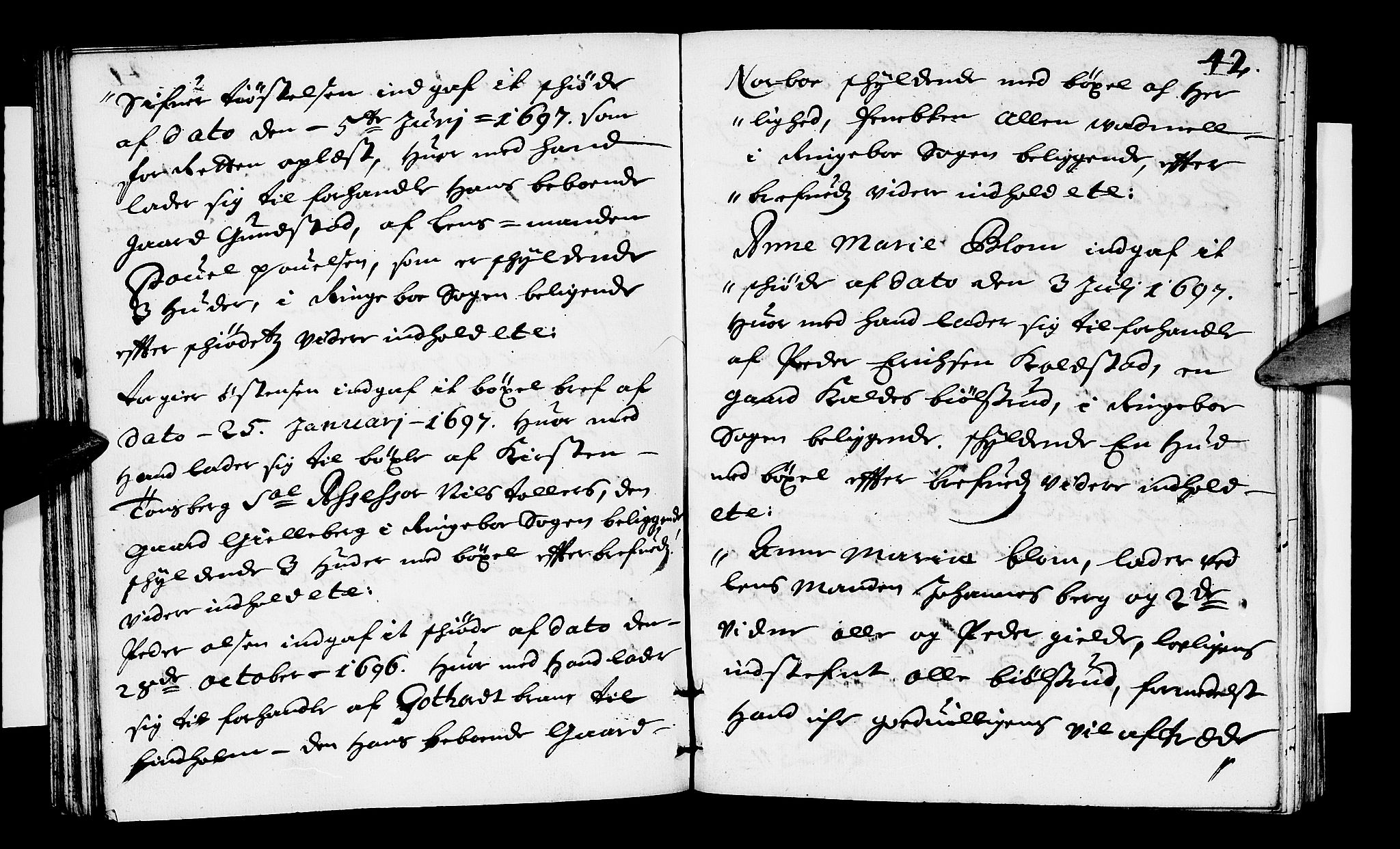 Sorenskriverier i Gudbrandsdalen, SAH/TING-036/G/Gb/Gbb/L0020: Tingbok - Sør-Gudbrandsdal, 1697, s. 41b-42a
