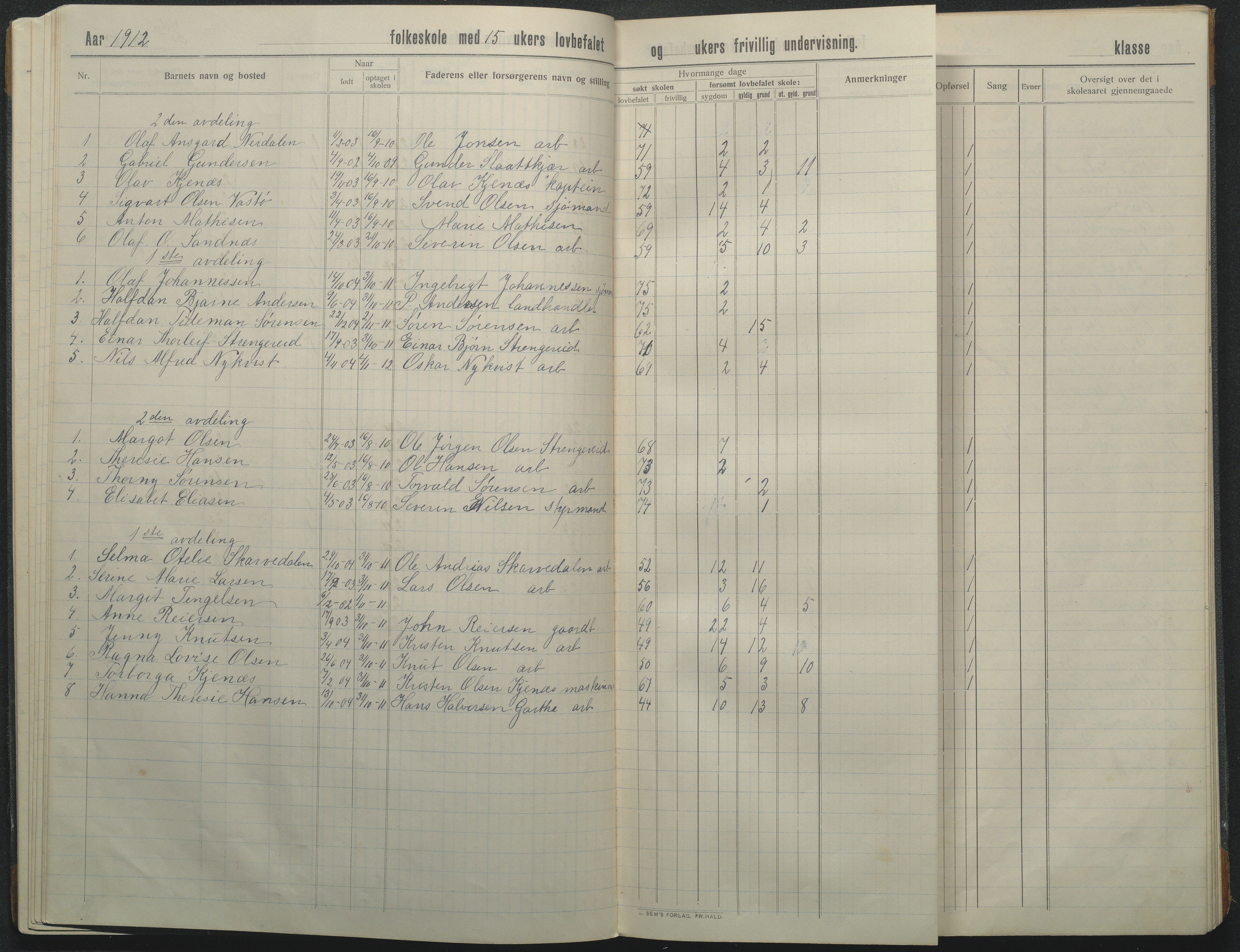 Flosta kommune, Strengereid Krets, AAKS/KA0916-550h/F01/L0003: Skoleprotokoll Strengereid skole, 1910-1917