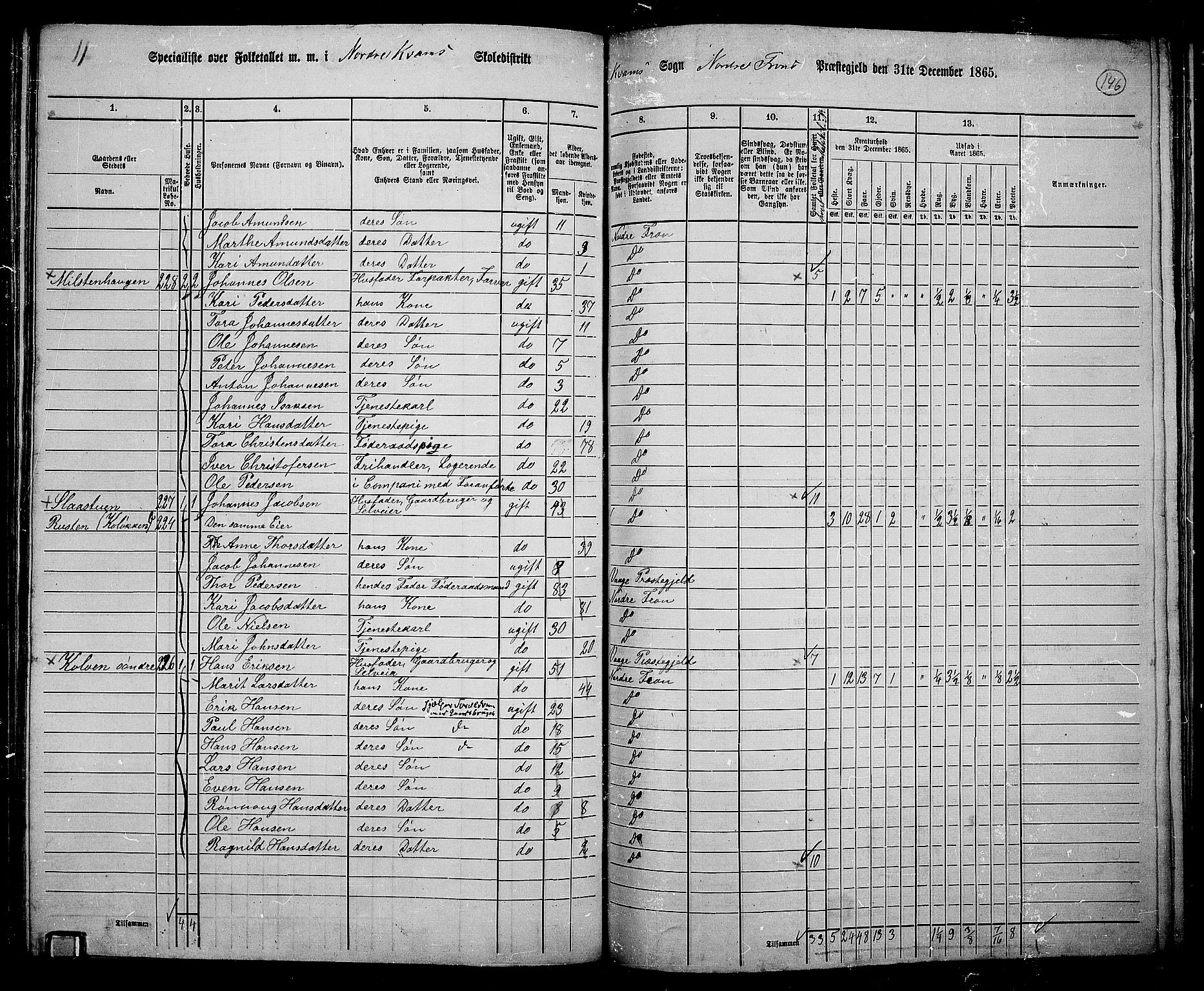 RA, Folketelling 1865 for 0518P Nord-Fron prestegjeld, 1865, s. 136